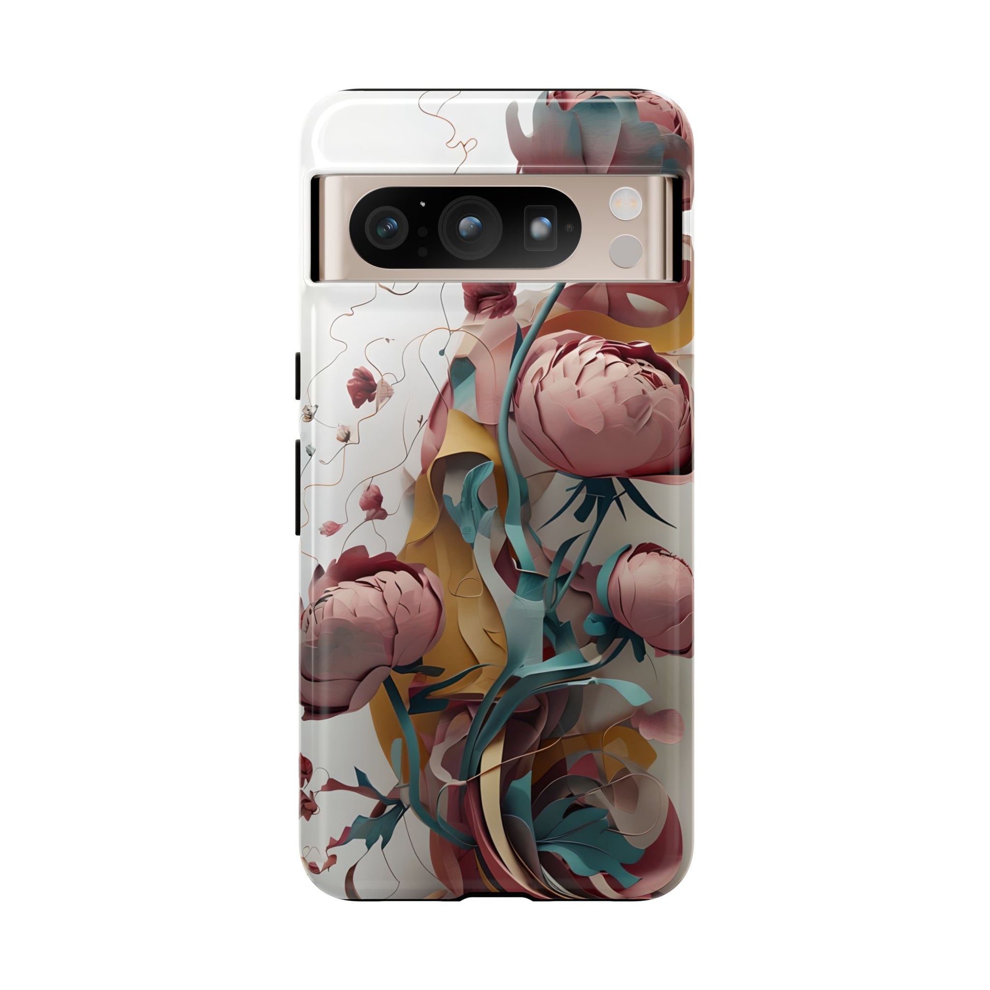 Blushing Peony Veil - Elegant Painterly Floral Google Pixel 8 Pro Tough Phone Case - Soft Blush & Teal Peony Design