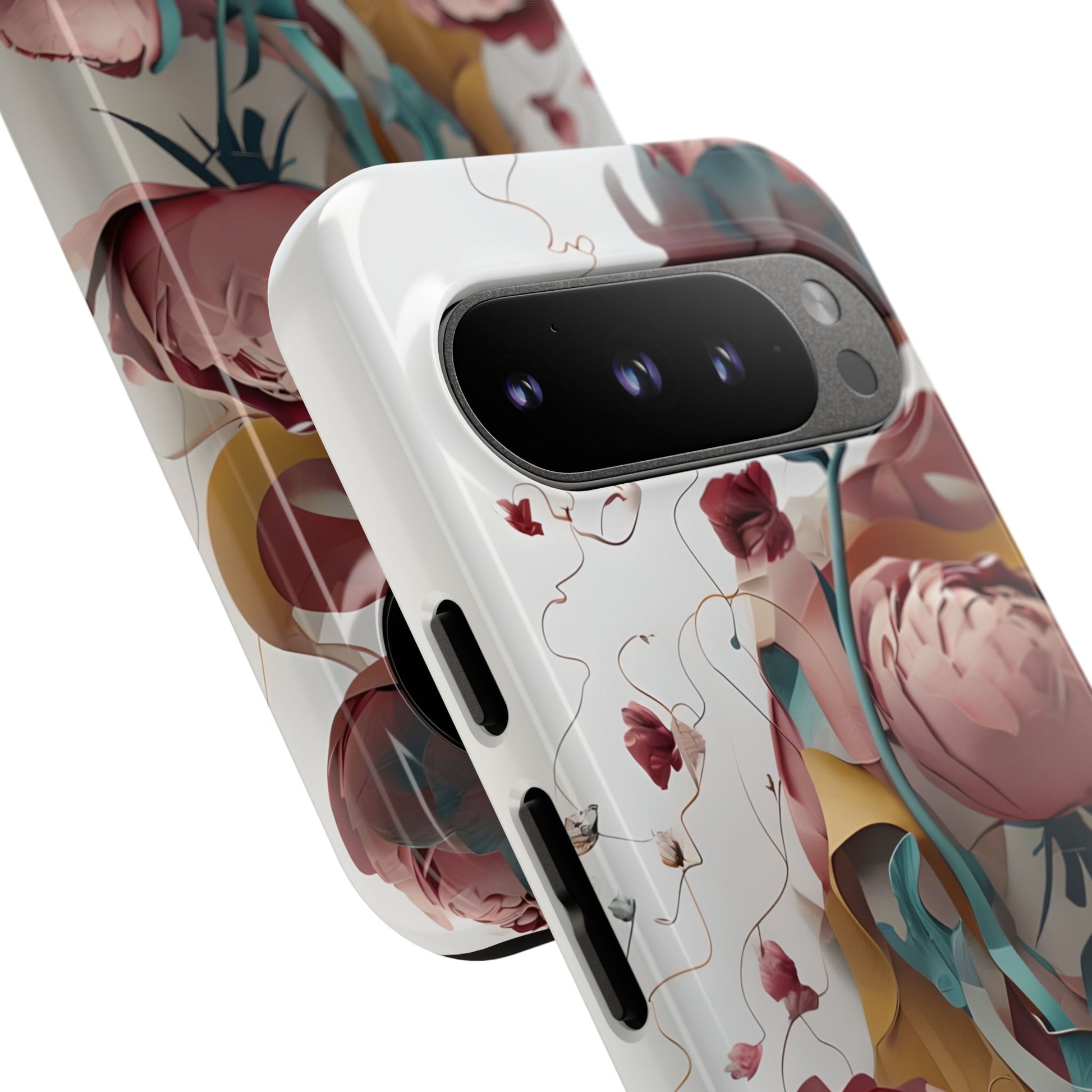 Blushing Peony Veil - Elegant Painterly Floral Google Pixel 9 Pro Tough Phone Case - Soft Blush & Teal Peony Design
