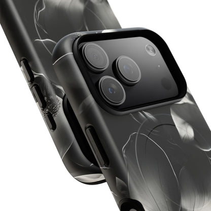 Monochrome Magnolia - Elegant Black & White Floral iPhone MagSafe Phone Case - Artistic Magnolia Design