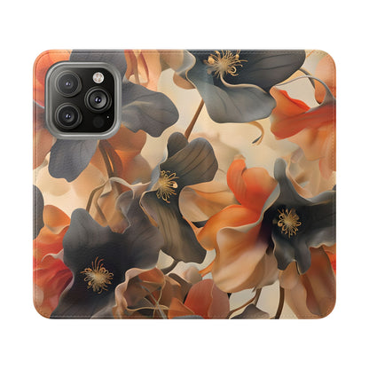 Autumn Ember Wallet Phone Case - Modern Primary Color Design - Flip Cover for iPhone