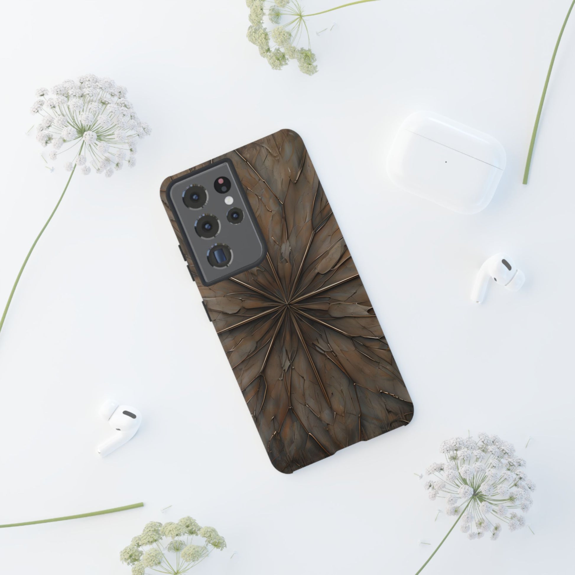 Earthstone Mandala - Kaleidoscope Collection Artistic Taupe Burst - Samsung Galaxy S21 Ultra Tough Phone Case