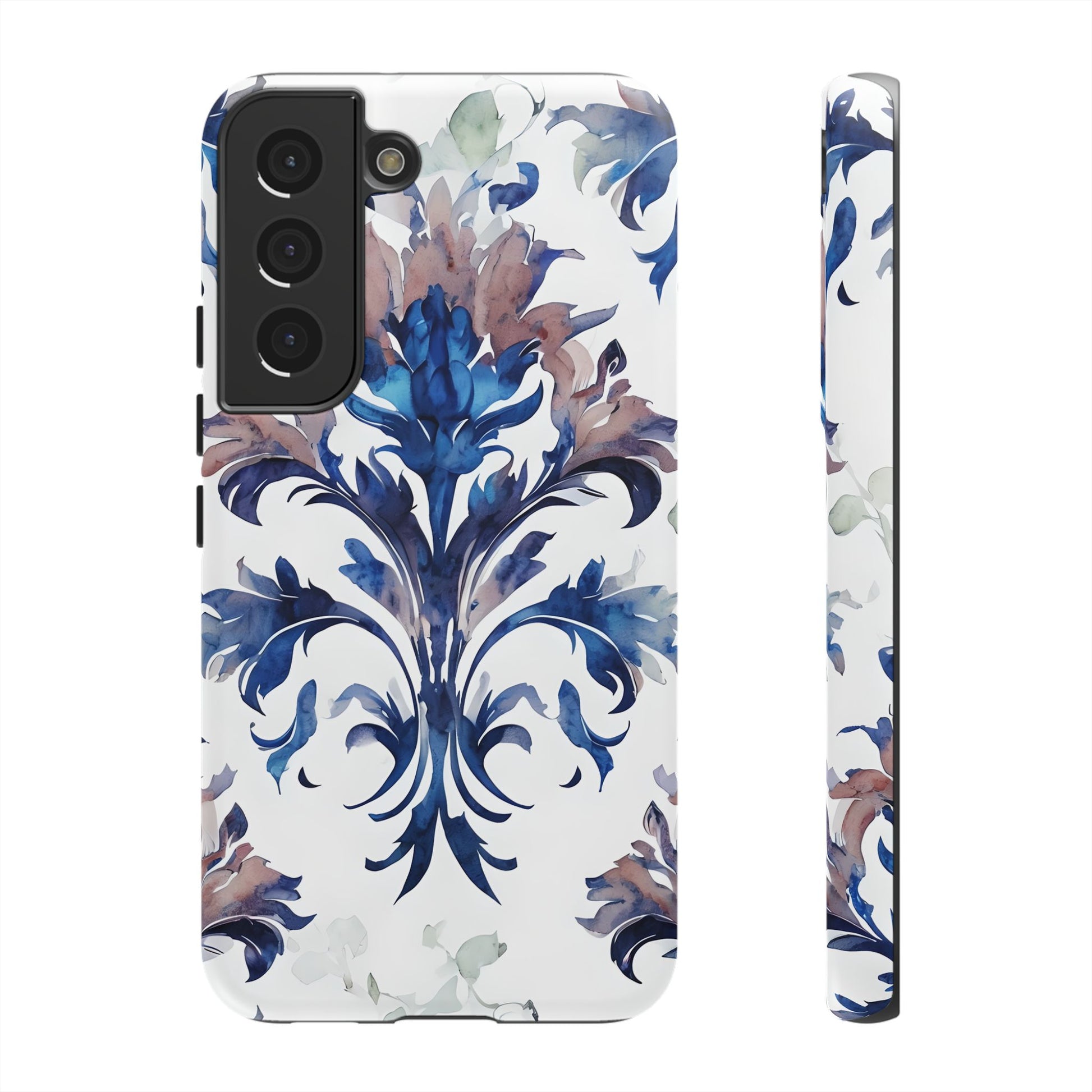 Delft Reverie - Elegant Blue & White Samsung S22 Tough Phone Case - Dutch Delftware-Inspired Floral Design