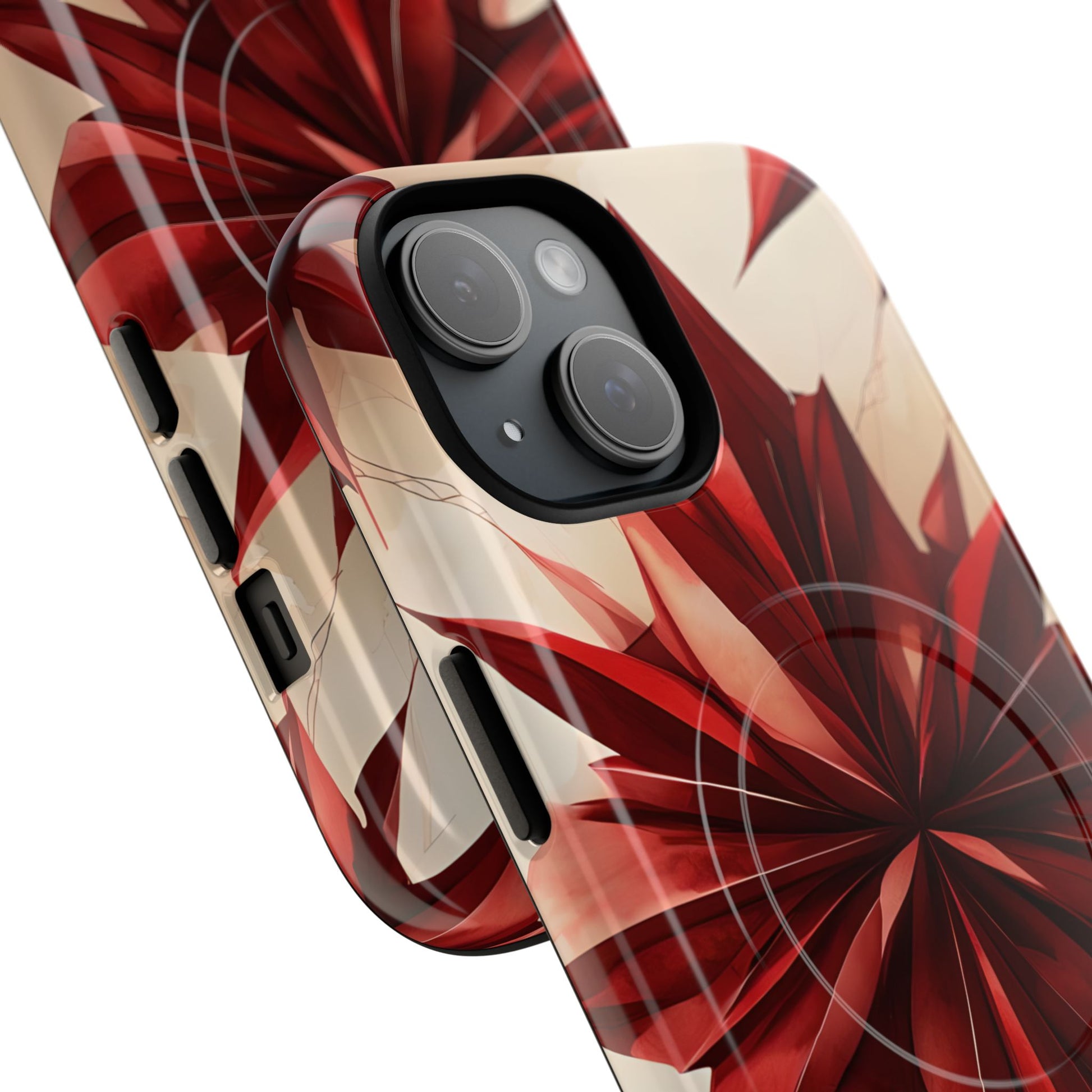 Ruby Compass iPhone 15 MagSafe Phone Case - Bold Red Modern Design