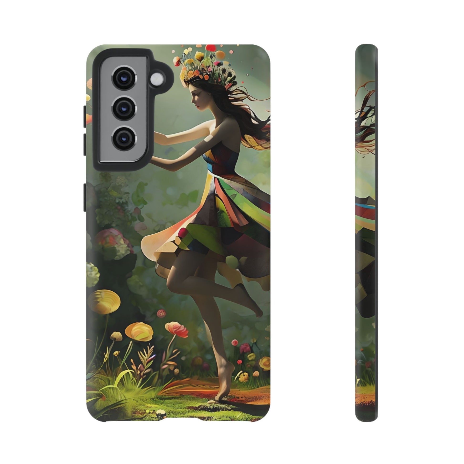 Dancing Wildflower Muse Samsung Galaxy S21 Tough Case - Artistic Floral Fantasy Cover - Whimsical Nature-Inspired Protective Accessory