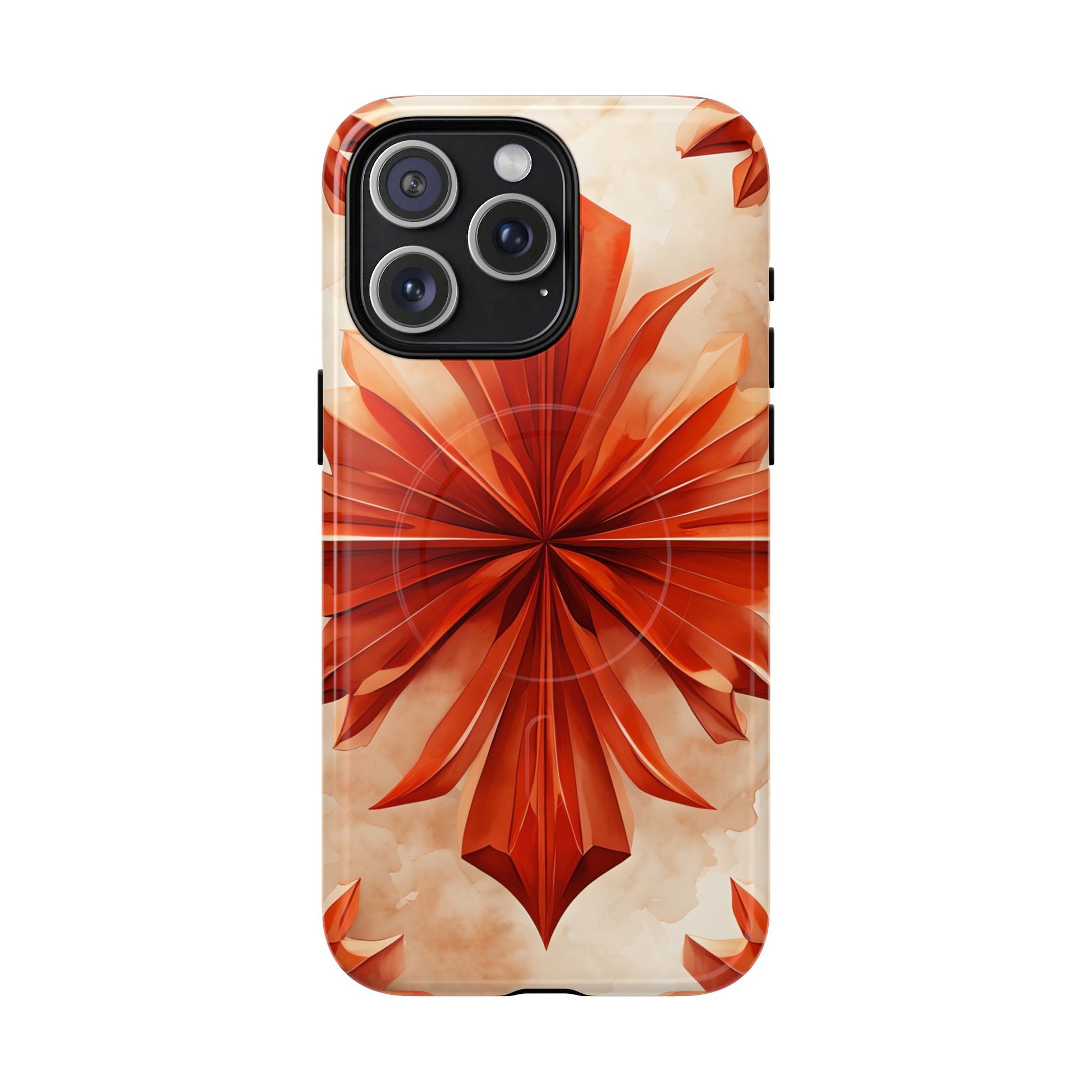 Sunset Fleur iPhone 15 Pro Max - Kaleidoscope Collection of MagSafe Compatible - Vibrant Sunset Flower Design