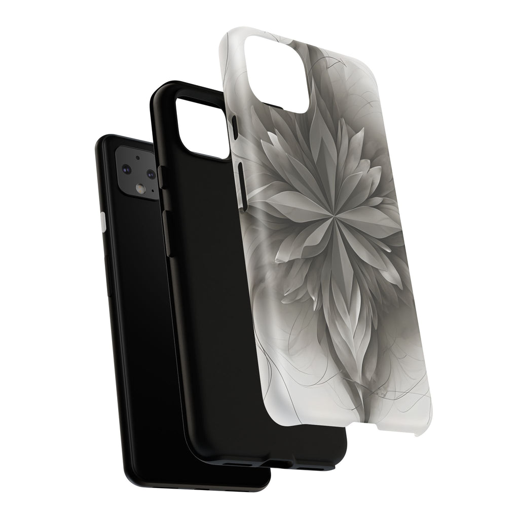 Silver Lotus - Elegant Monochrome Floral Google Pixel 4XL Tough Phone Case - Modern Lotus Design
