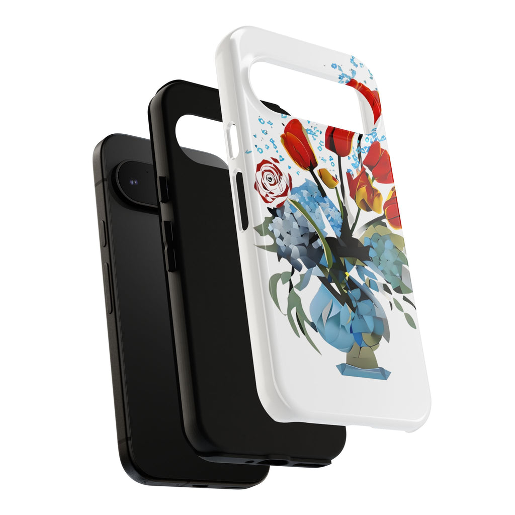 Bouquet Brilliance - Artistic Floral Google Pixel 9 Tough Phone Case - Vibrant Tulip, Rose & Hydrangea Design