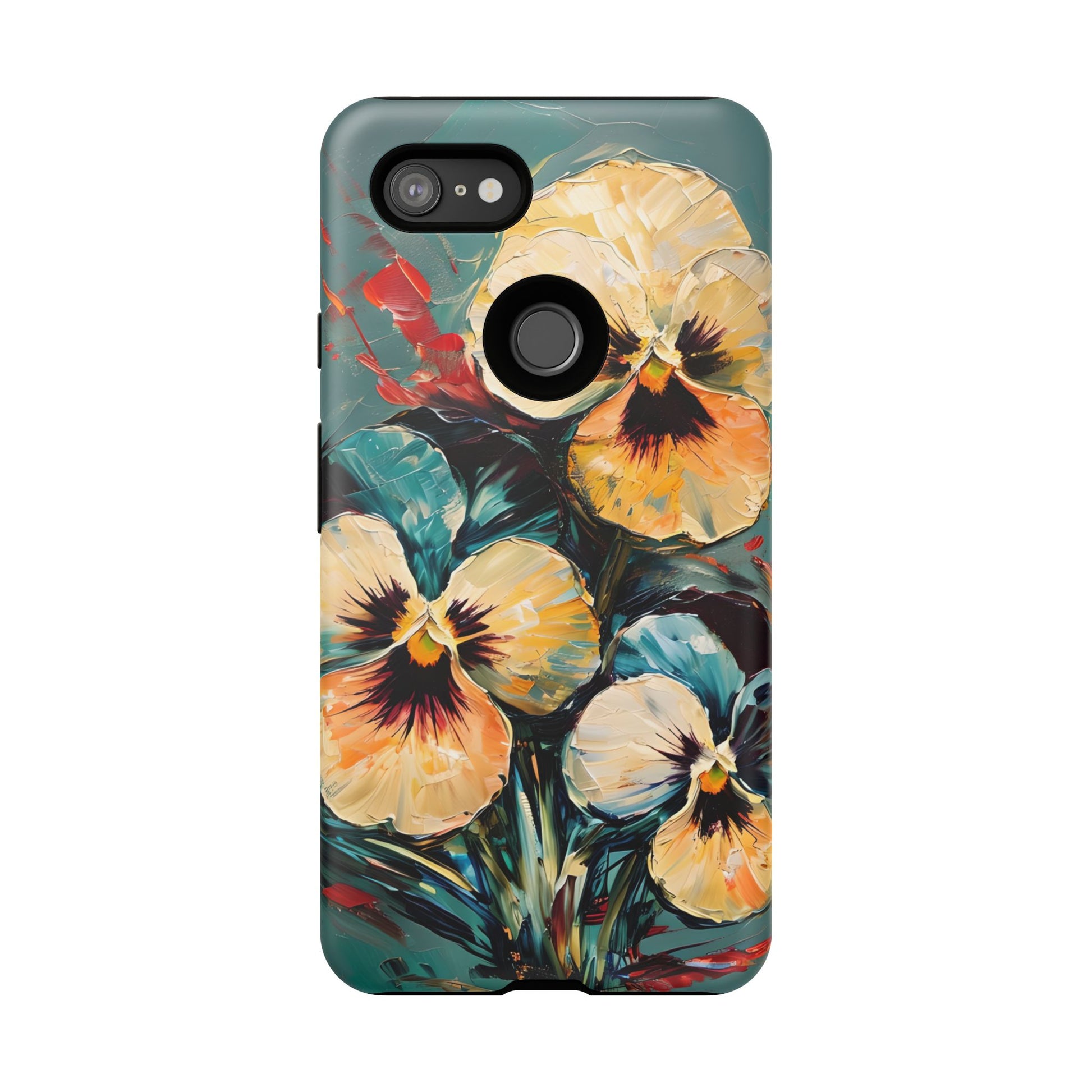 Golden Pansy Cascade Tough Case for Google Pixel 3XL - Floral Artistic Shockproof Cover, Elegant Protective Phone Case