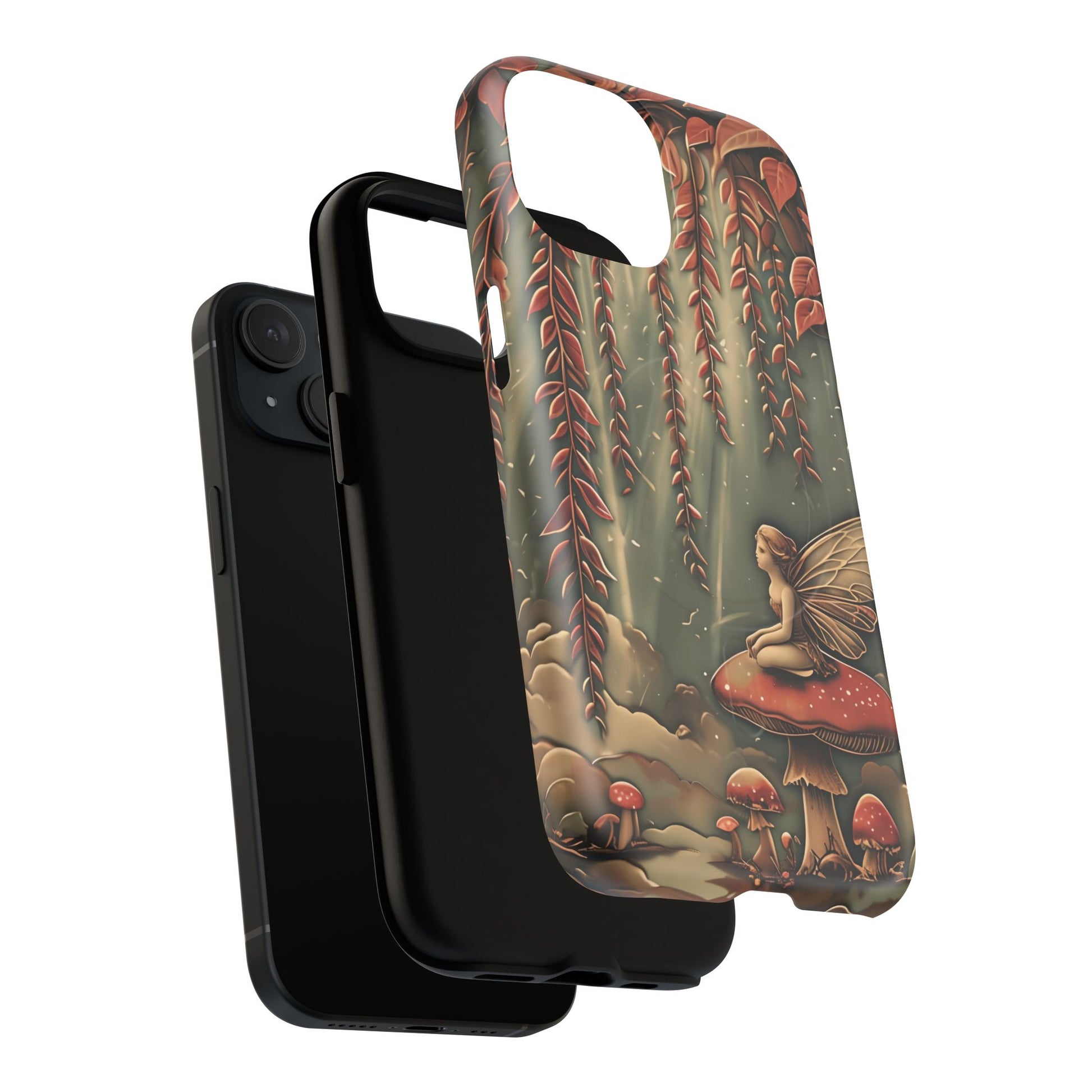 Willow Whisper - Tranquil Nature Art iPhone 15 MagSafe Phone Case - Serene Willow Tree & Meditative Figure Design