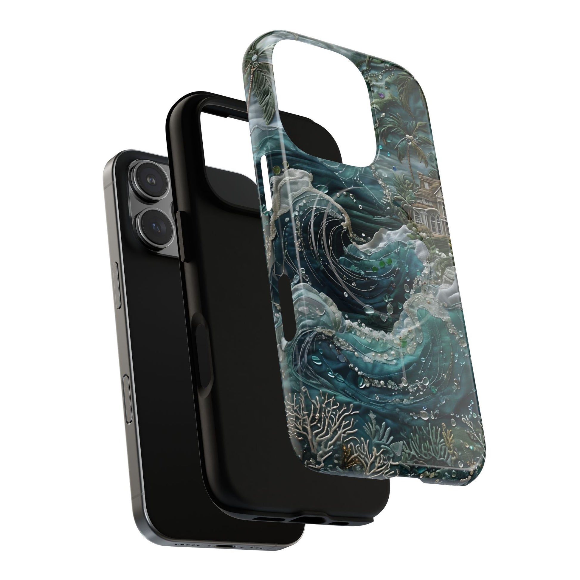Tropical Midnight Wave - Artistic Ocean iPhone 16 Pro MagSafe Phone Case - Dramatic Blue Wave Design
