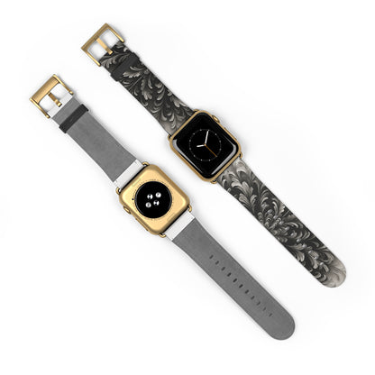 Obsidian Bloom Designer Apple Watch Band - Premium Custom Strap for Series 1-9, SE & Ultra - Artistic Vegan Leather