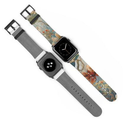 Waterlily Dreamscape Designer Apple Watch Band - Premium Custom Strap for Series 1-9, SE & Ultra - Artistic Vegan Leather