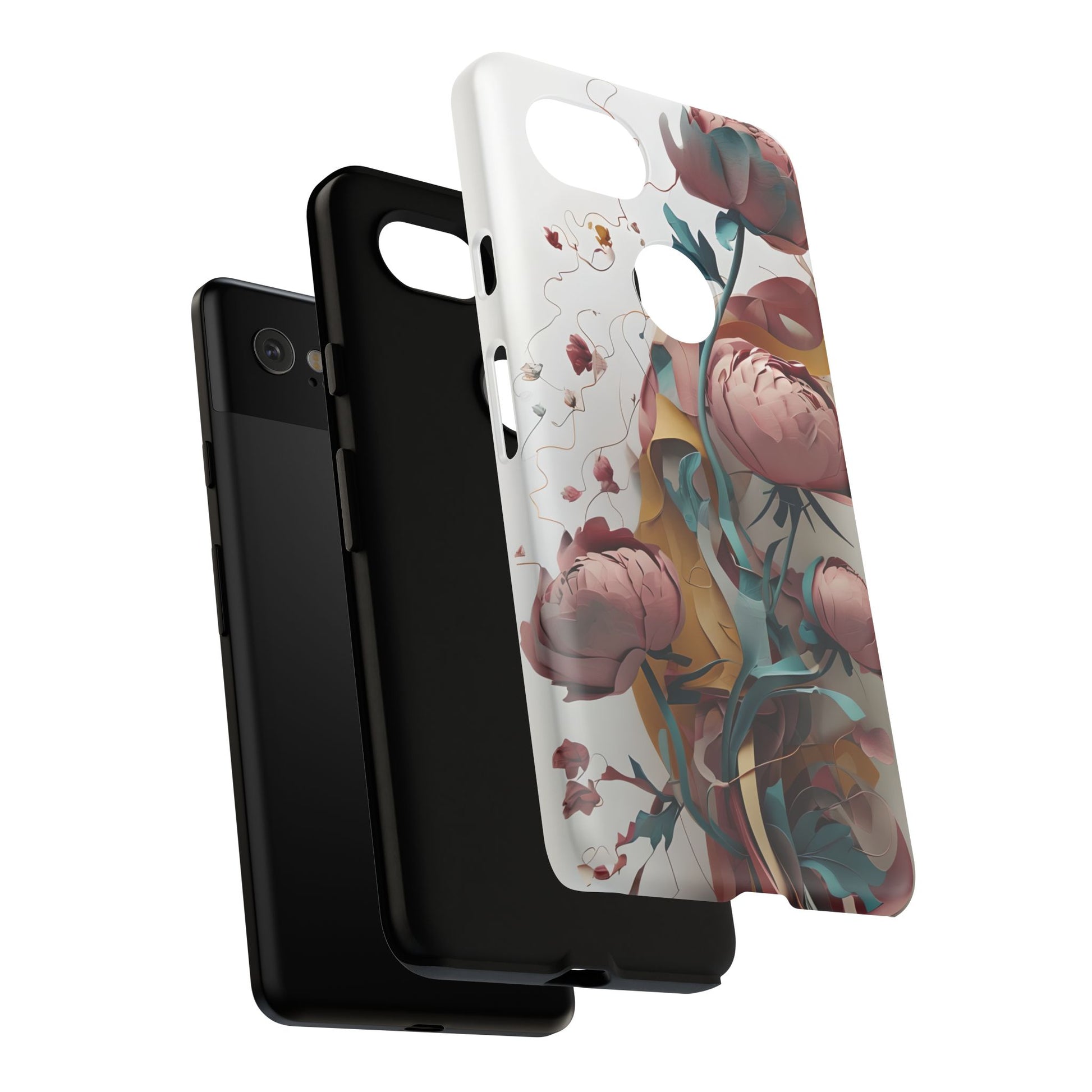 Blushing Peony Veil - Elegant Painterly Floral Google Pixel 2XL Tough Phone Case - Soft Blush & Teal Peony Design