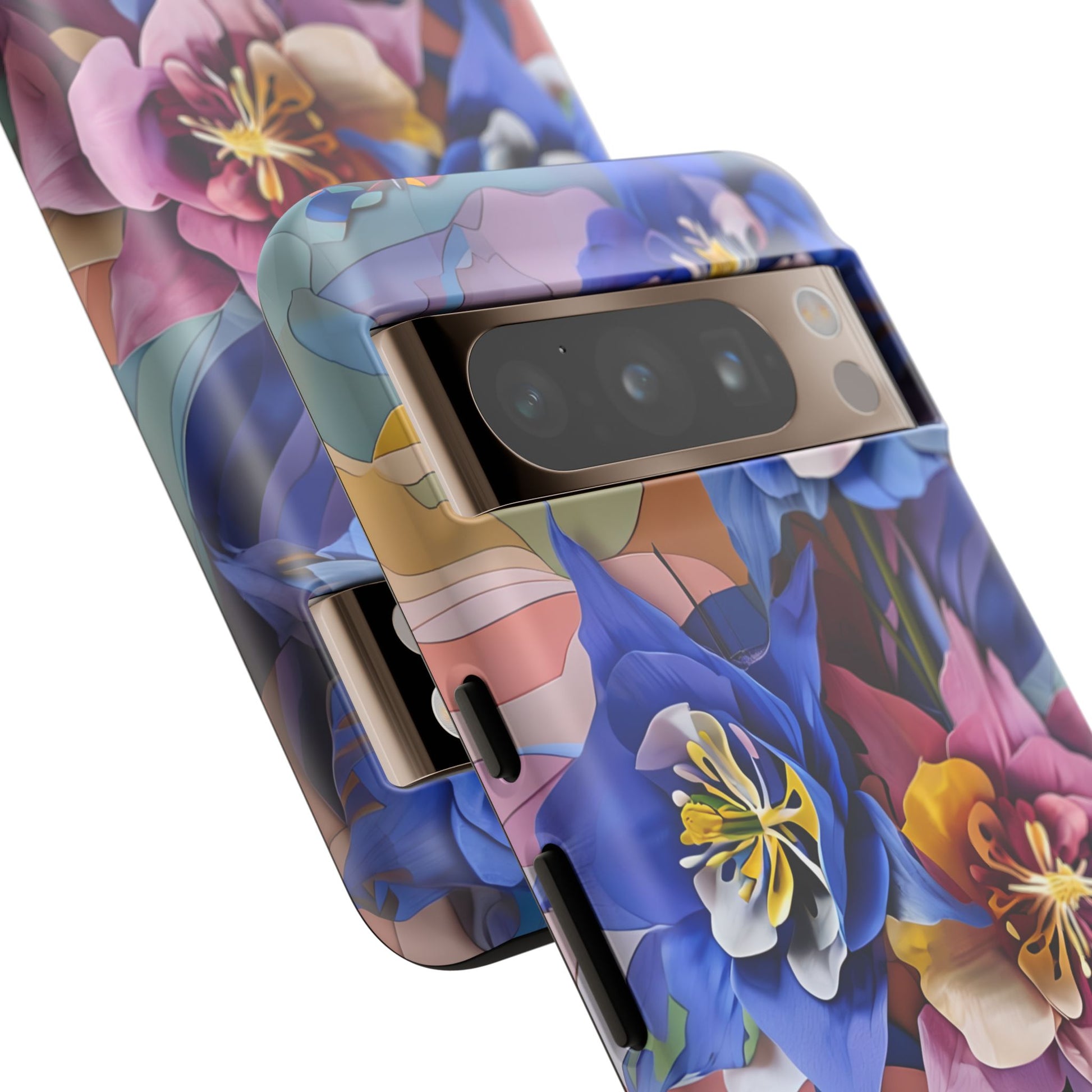 Blue Columbine Carnivale - Artistic Floral & Butterfly Google Pixel 8 Pro Tough Phone Case - Vibrant Botanical Design
