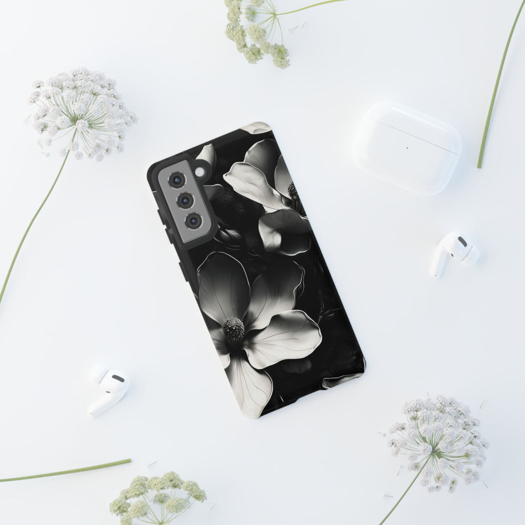 Monochrome Magnolia - Elegant Black & White Floral Samsung Galaxy S21 Tough Phone Case - Artistic Magnolia Design