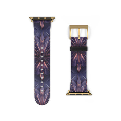 Twilight Tapestry Apple Watch band strap with geometric tapestry-style artwork and gold clasp