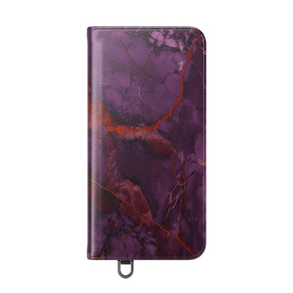 Amethyst Current Wallet Phone Case - Elegant Purple Marble Flip Cover for Samsung Galaxy
