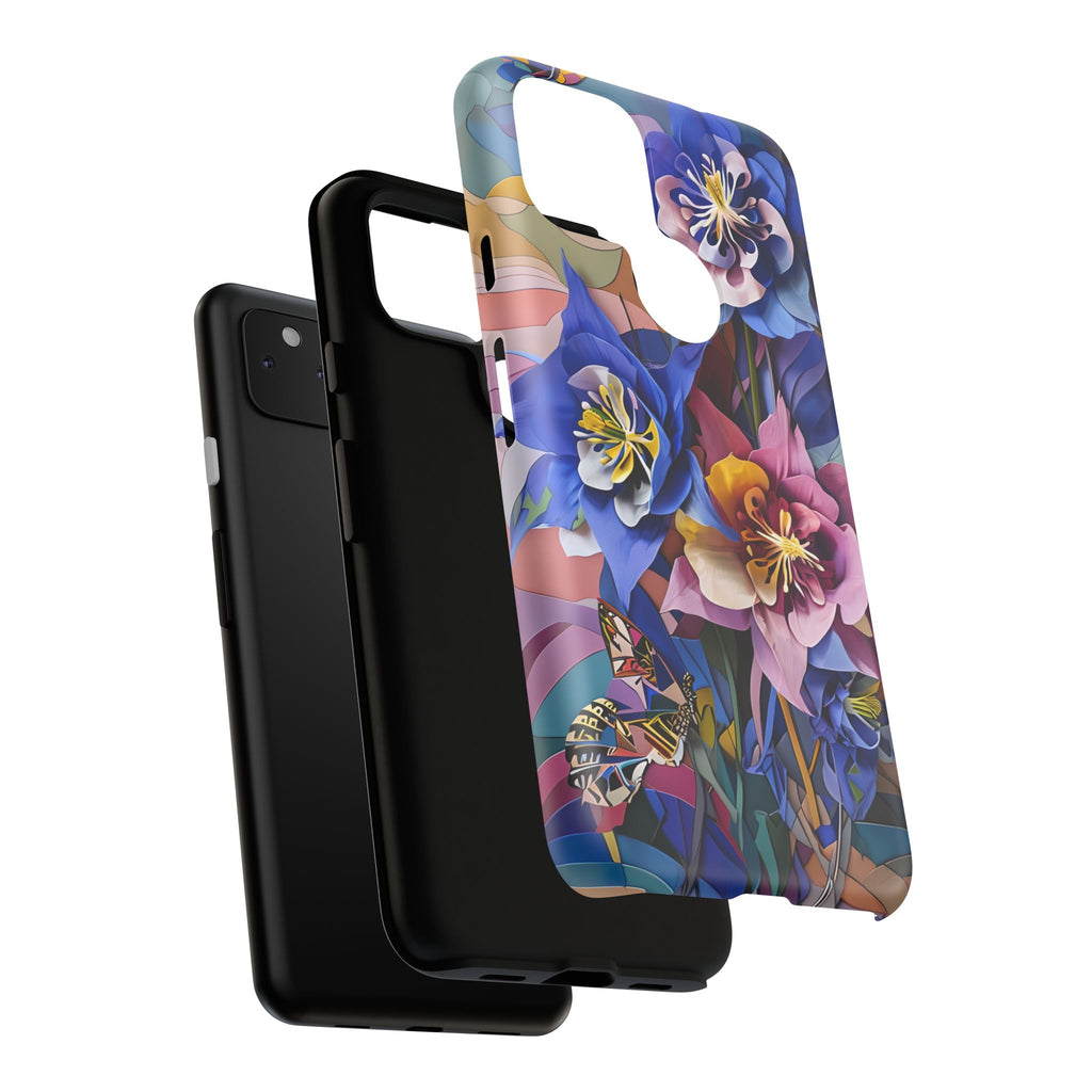 Blue Columbine Carnivale - Artistic Floral & Butterfly Google Pixel 4a 5G Tough Phone Case - Vibrant Botanical Design