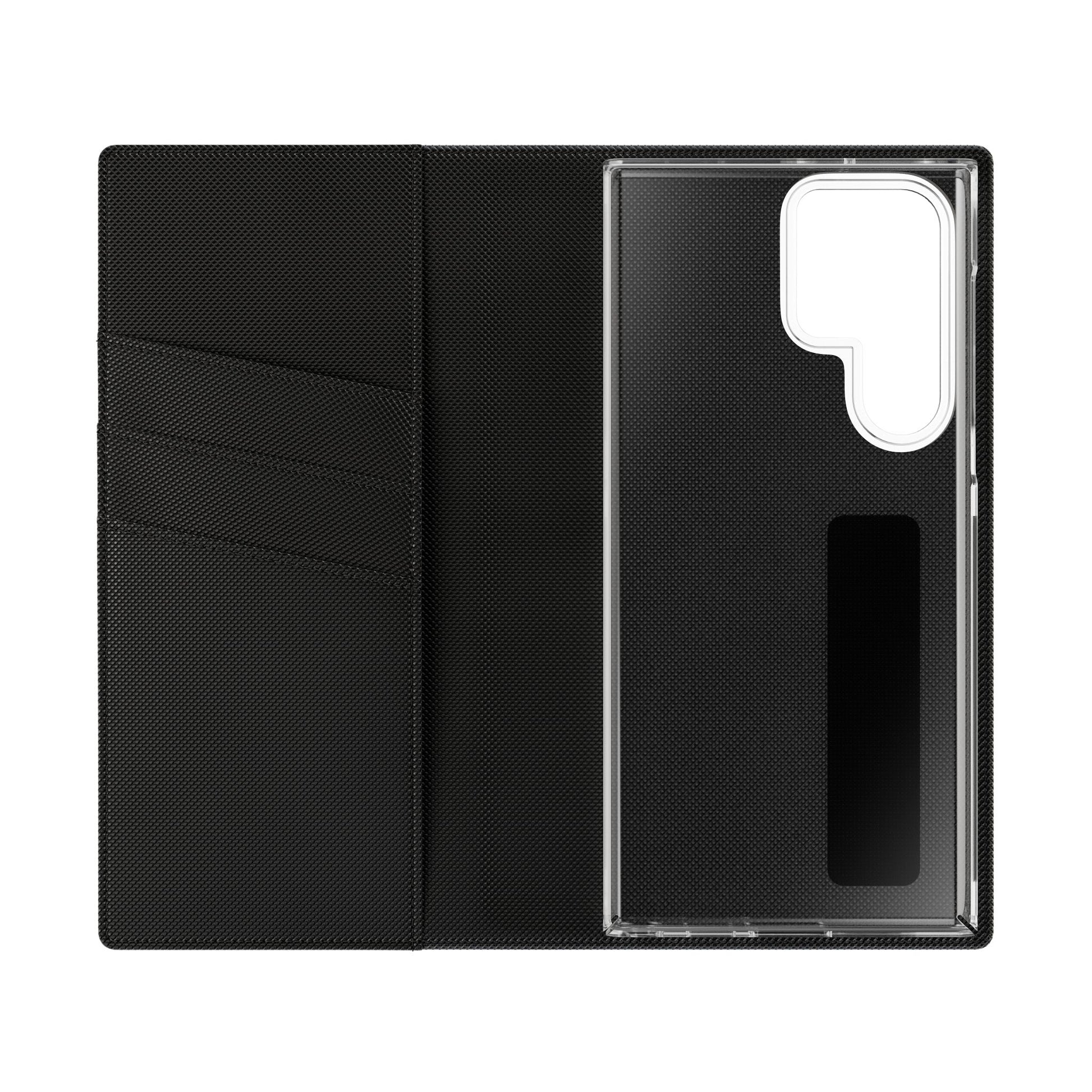 Samsung Galaxy wallet flip phone case interior with card slots and protective shell