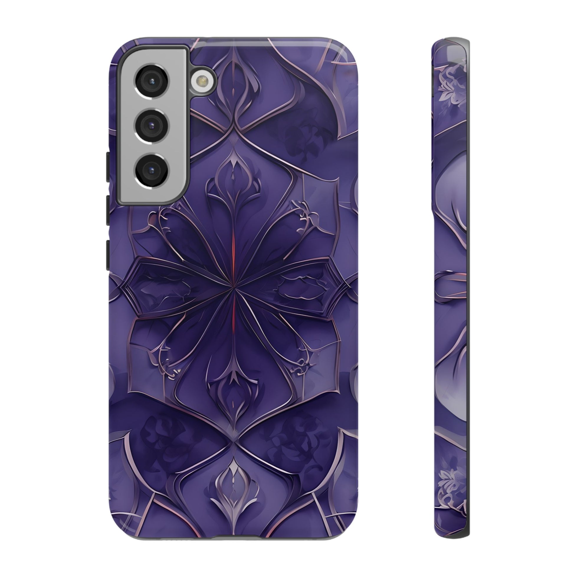 Violet Nebula - Kaleidoscope Collection Artistic Floral Burst - Samsung Galaxy S22 Plus Tough Phone Case - Bold Purple Symmetrical Design