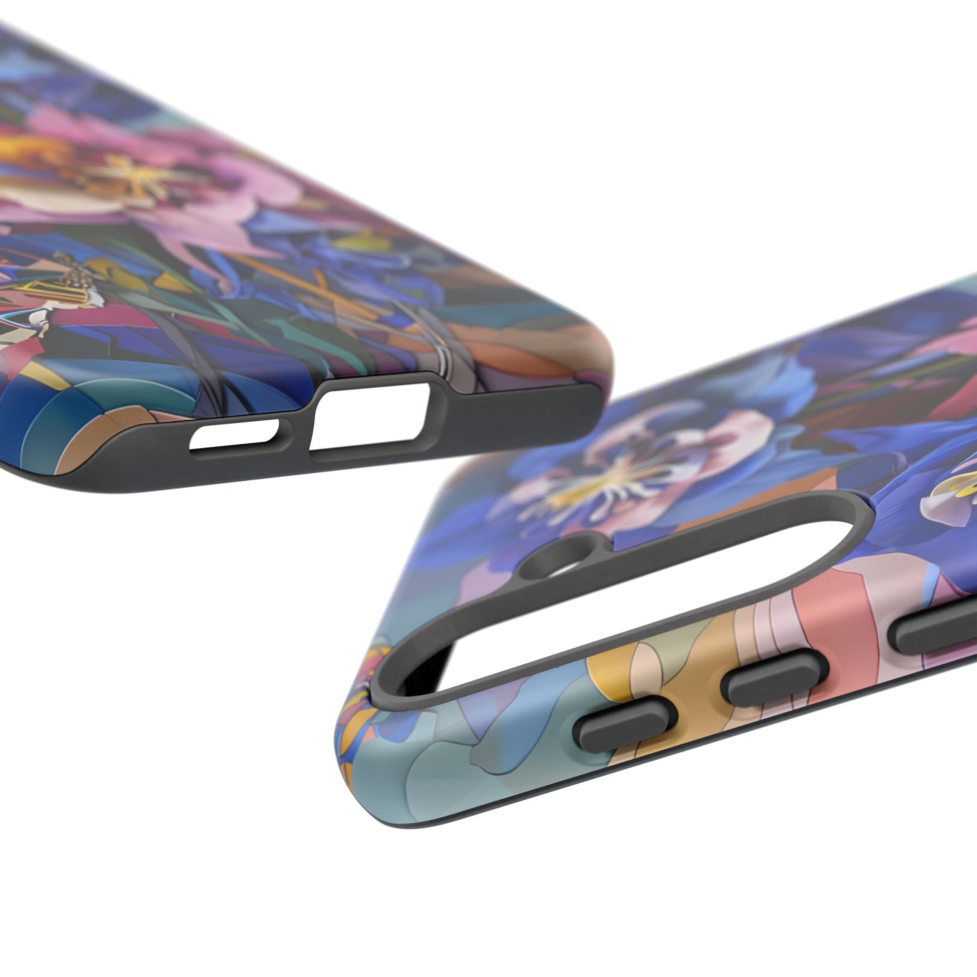 Blue Columbine Carnivale - Artistic Floral & Butterfly Samsung S25 Tough Phone Case - Vibrant Botanical Design