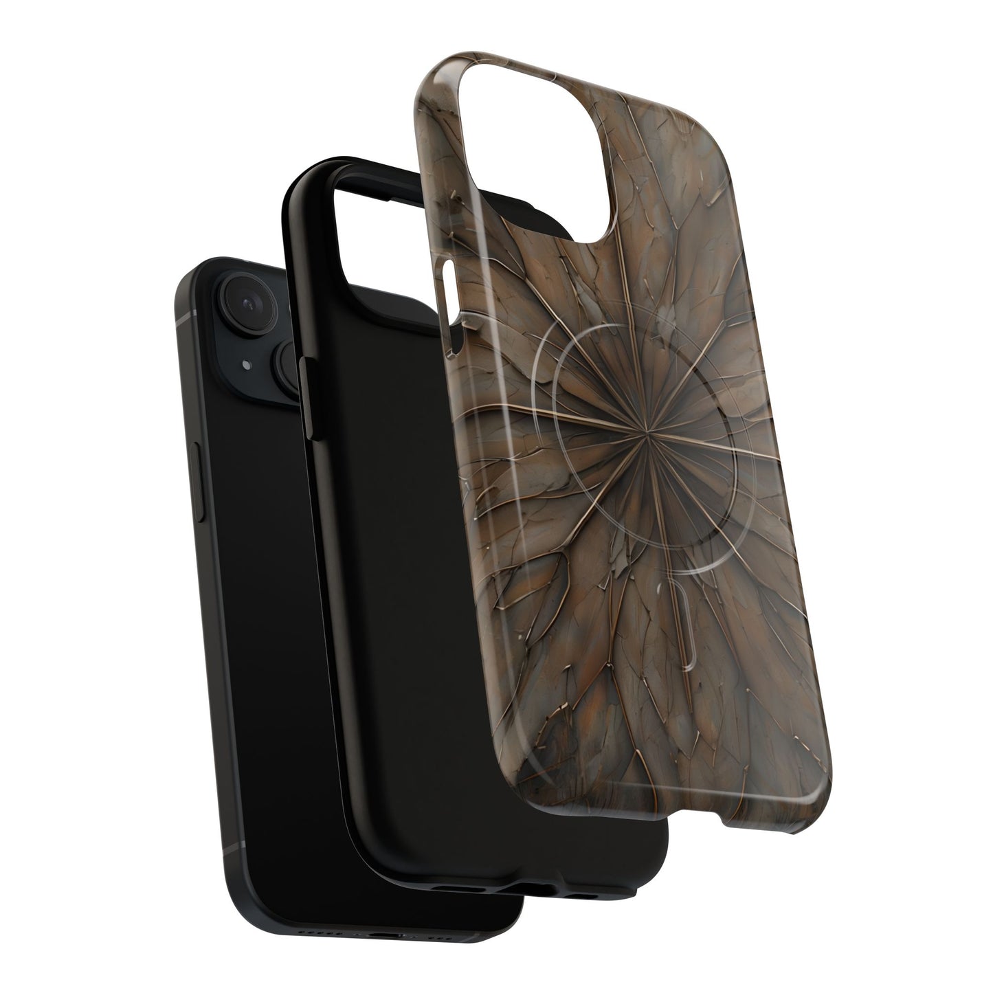 Dual-layer Earthstone Mandala iPhone MagSafe case showing shock absorbing protection