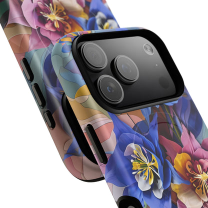 Blue Columbine Carnivale - Artistic Floral & Butterfly iPhone MagSafe Phone Case - Vibrant Botanical Design