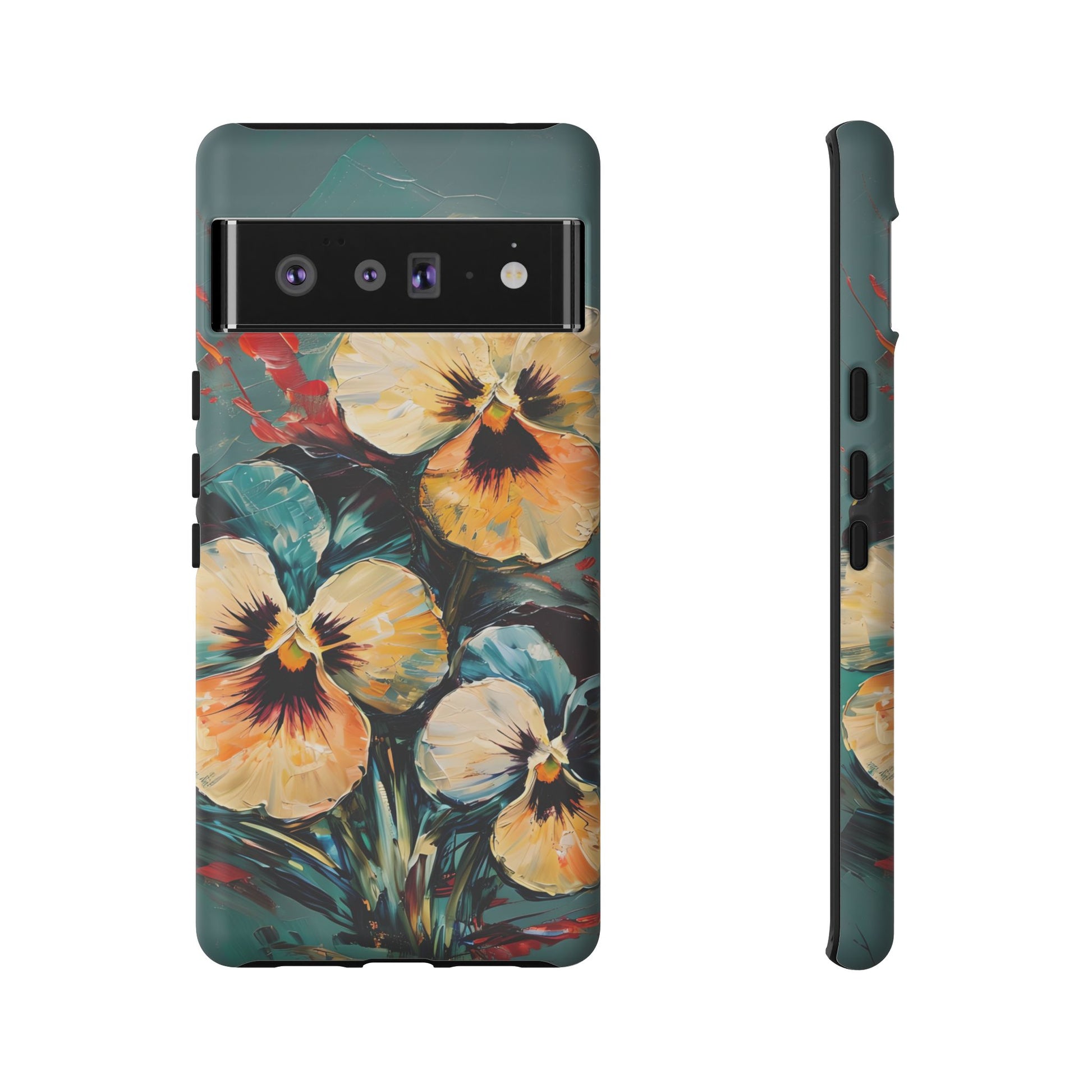 Golden Pansy Cascade Tough Case for Google Pixel 6 Pro - Floral Artistic Shockproof Cover, Elegant Protective Phone Case