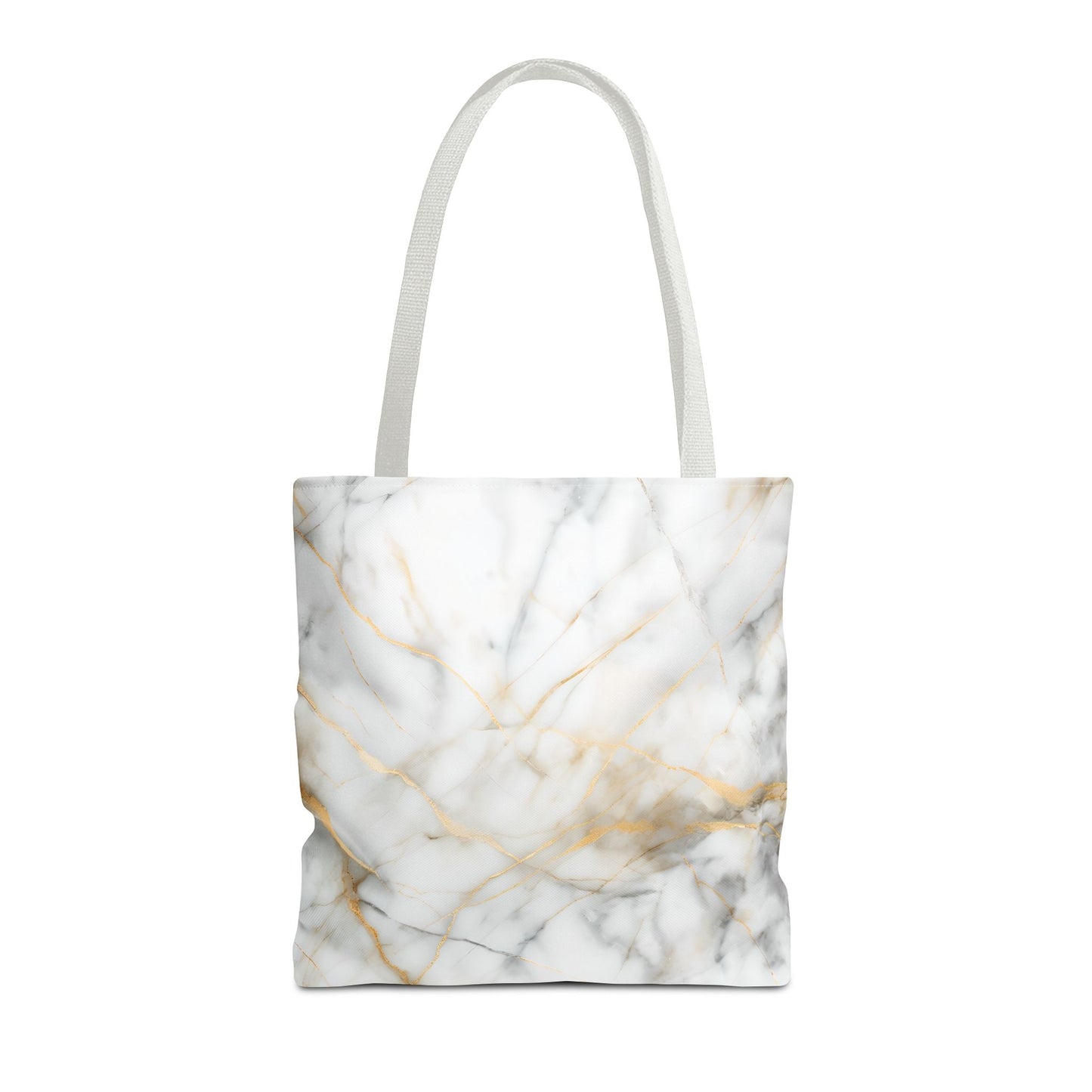 Golden Vein Marble Tote Bag (16x16 & 18x18)- Elegant White Marble with Gold Accents, Reusable & Eco-Friendly