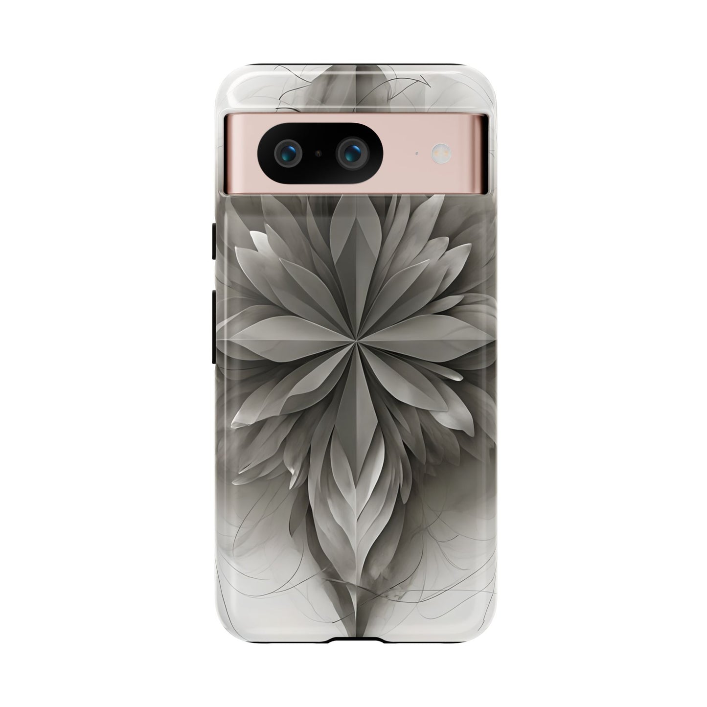 Silver Lotus - Elegant Monochrome Floral Google Pixel Tough Phone Case - Modern Lotus Design