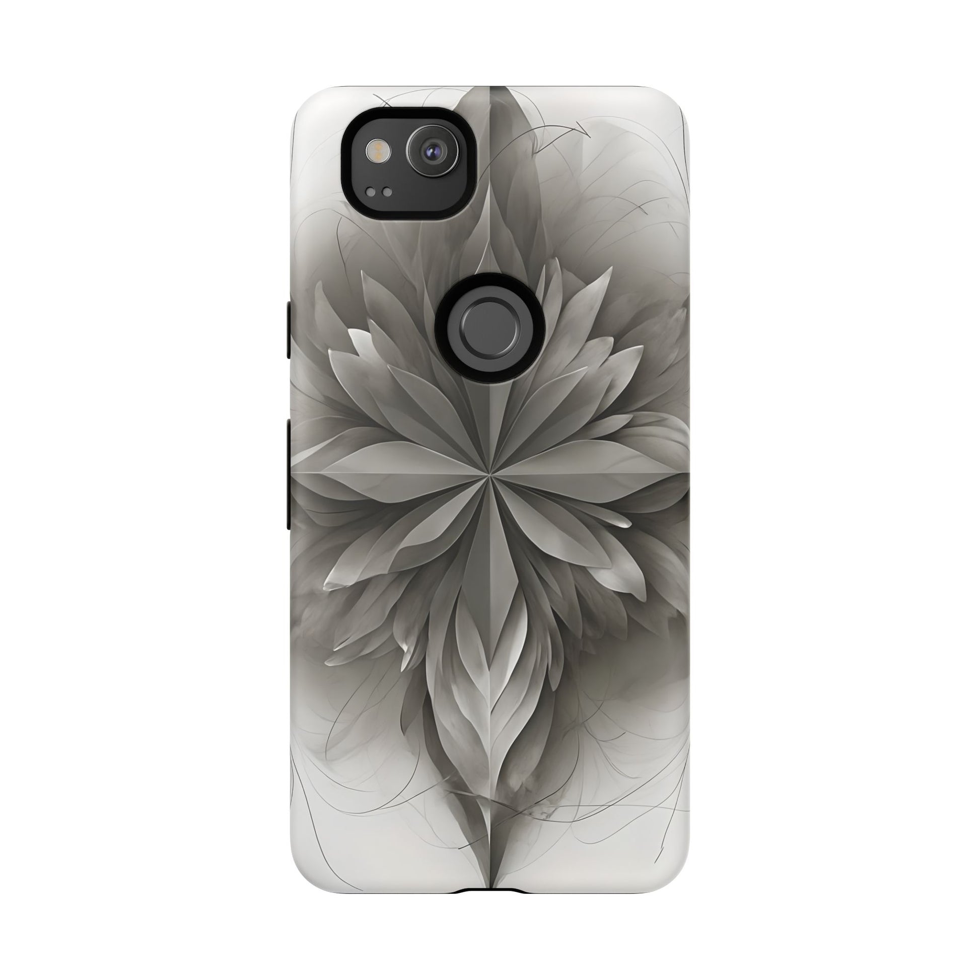 Silver Lotus - Elegant Monochrome Floral Google Pixel 2 Tough Phone Case - Modern Lotus Design