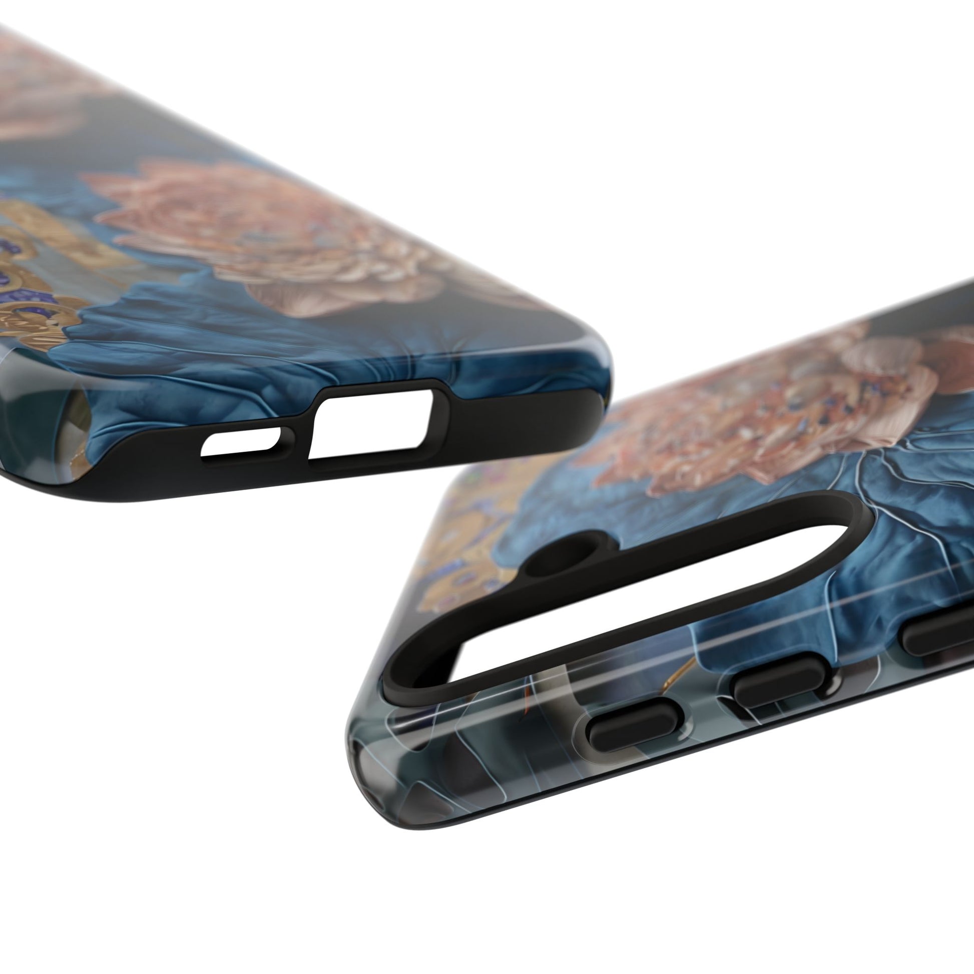 Peony Midnight Tapestry - Samsung Galaxy S24 - Elegant Blue & Blush Artful Phone Cover