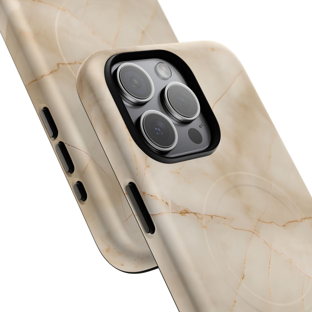 Parchment Mist - iPhone 15 Pro Max MagSafe Phone Case - Neutral Beige Marble Design