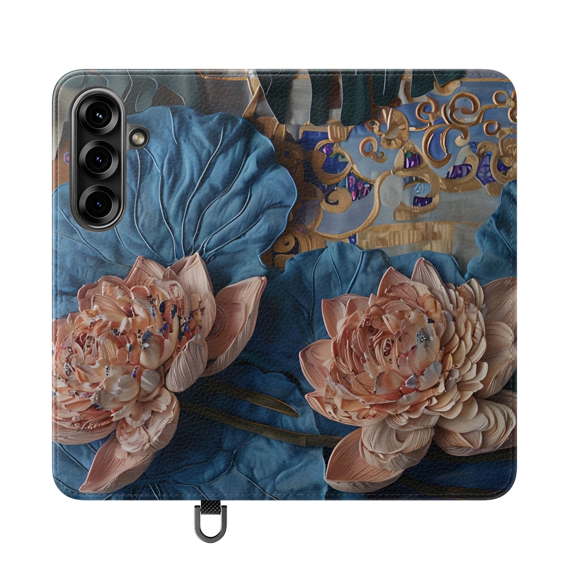 Peony Midnight Tapestry Wallet Phone Case - Flip Cover for Samsung Galaxy S25 - Floral and Tapestry Design