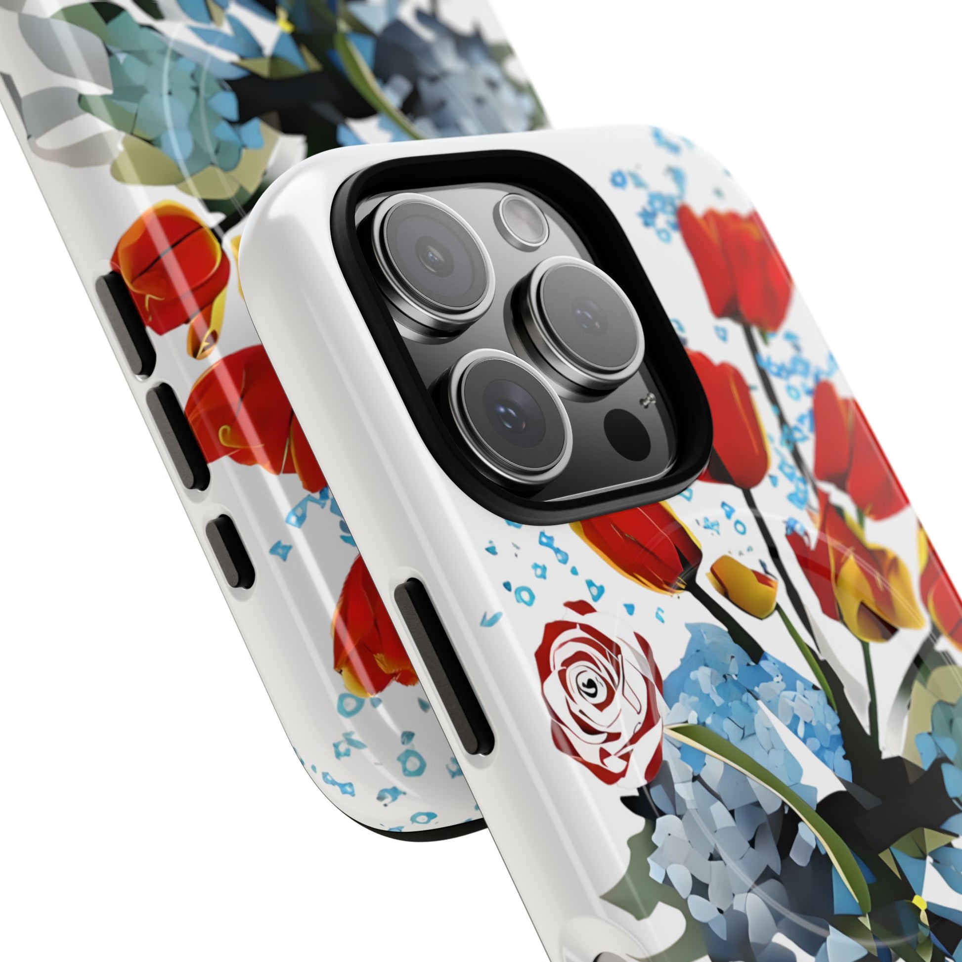 Bouquet Brilliance - Artistic Floral iPhone 16 Pro MagSafe Phone Case - Vibrant Tulip, Rose & Hydrangea Design