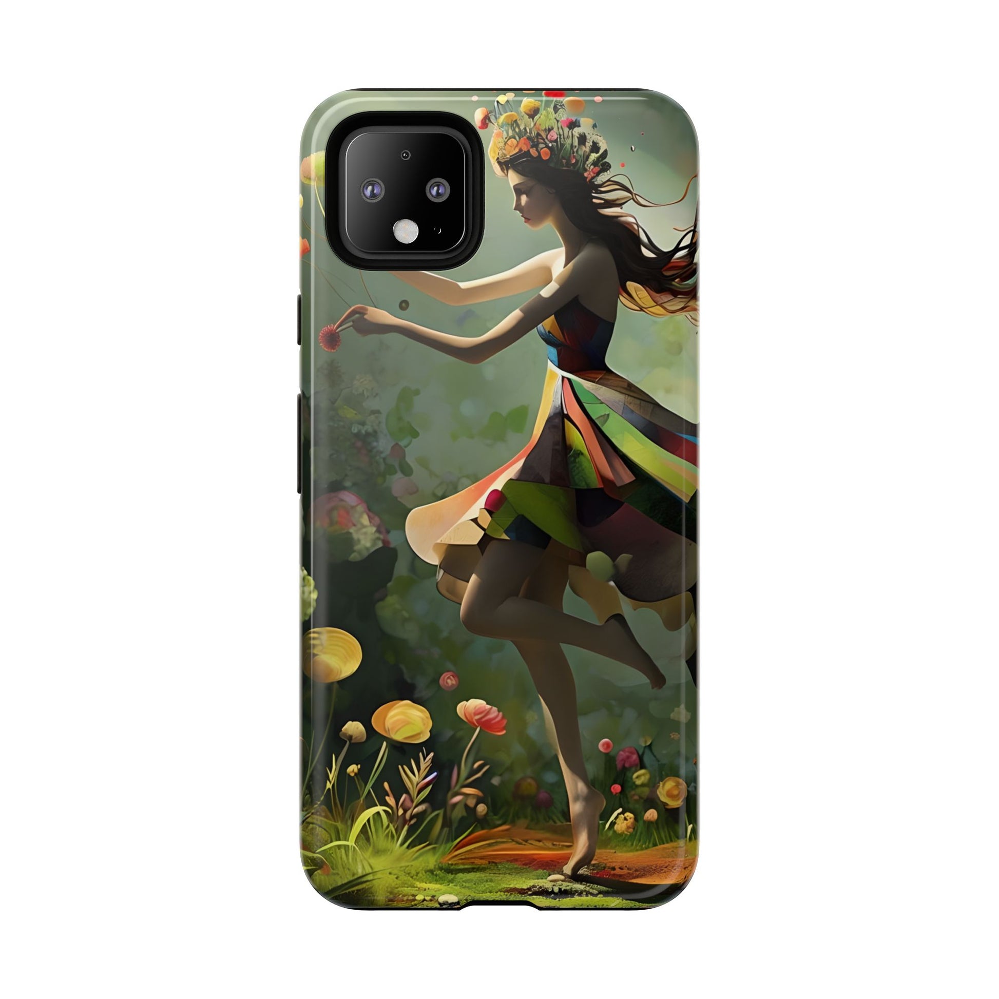 Dancing Wildflower Muse Google Pixel 4XL Tough Case - Artistic Floral Fantasy Cover - Whimsical Nature-Inspired Protective Accessory