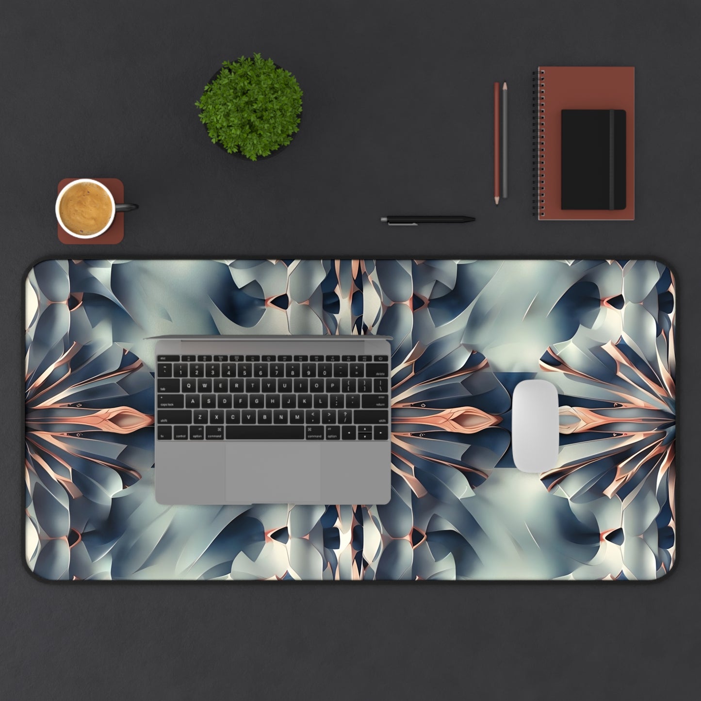 Obsidian Kaleidoscope Desk Mat - Premium Office Desk Pad, 3 Sizes Available, Artistic Workspace Protection