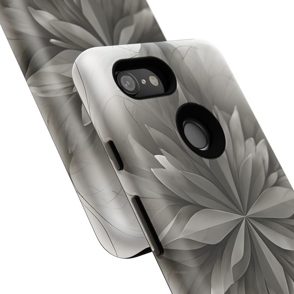 Silver Lotus - Elegant Monochrome Floral Google Pixel 3 Tough Phone Case - Modern Lotus Design