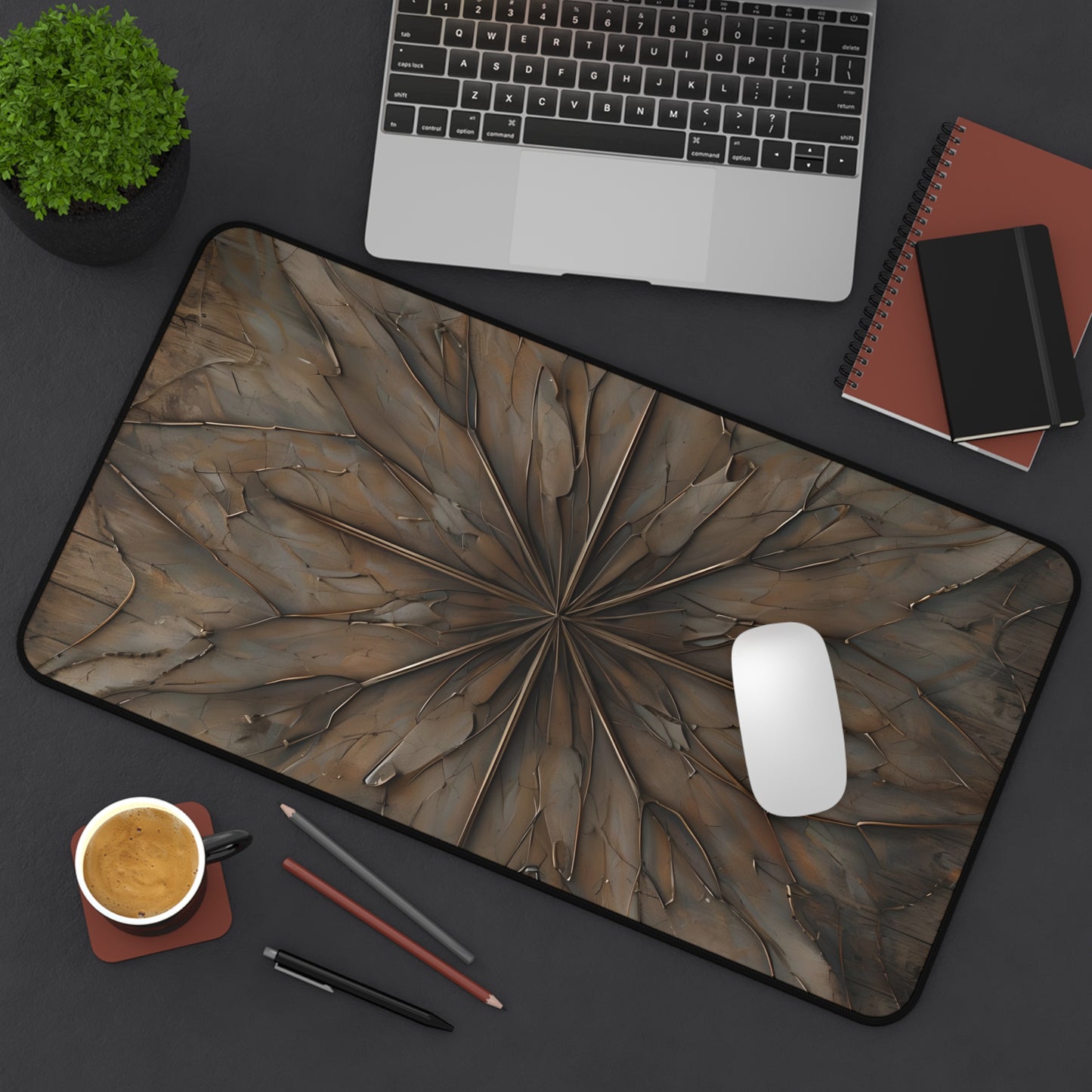 Earthstone Mandala Desk Mat - Premium Office Desk Pad, 3 Sizes Available, Artistic Workspace Protection