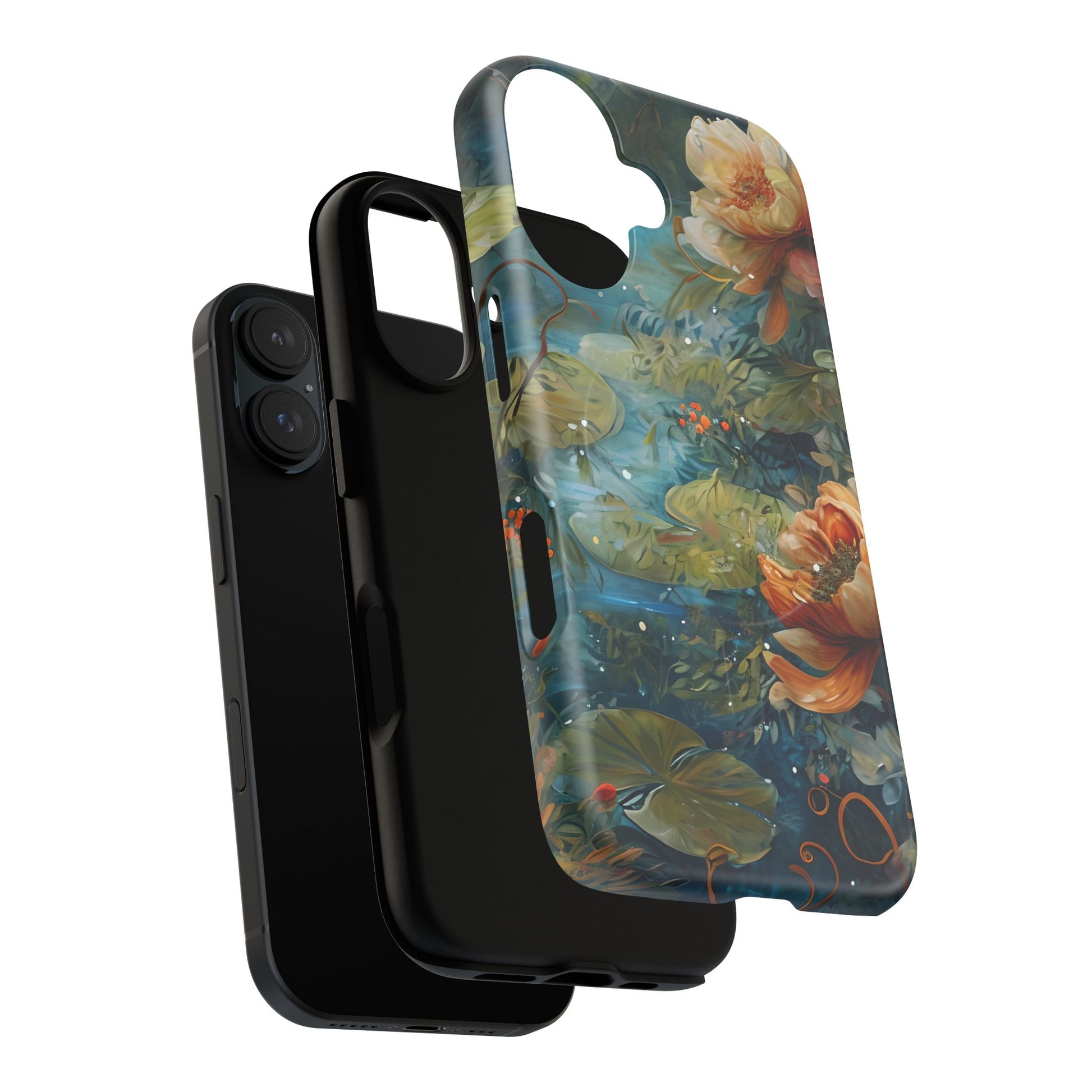Waterlily Nocturne iPhone 16 Case - Artistic Tough Cover - MagSafe Compatible - Premium Drop Protection