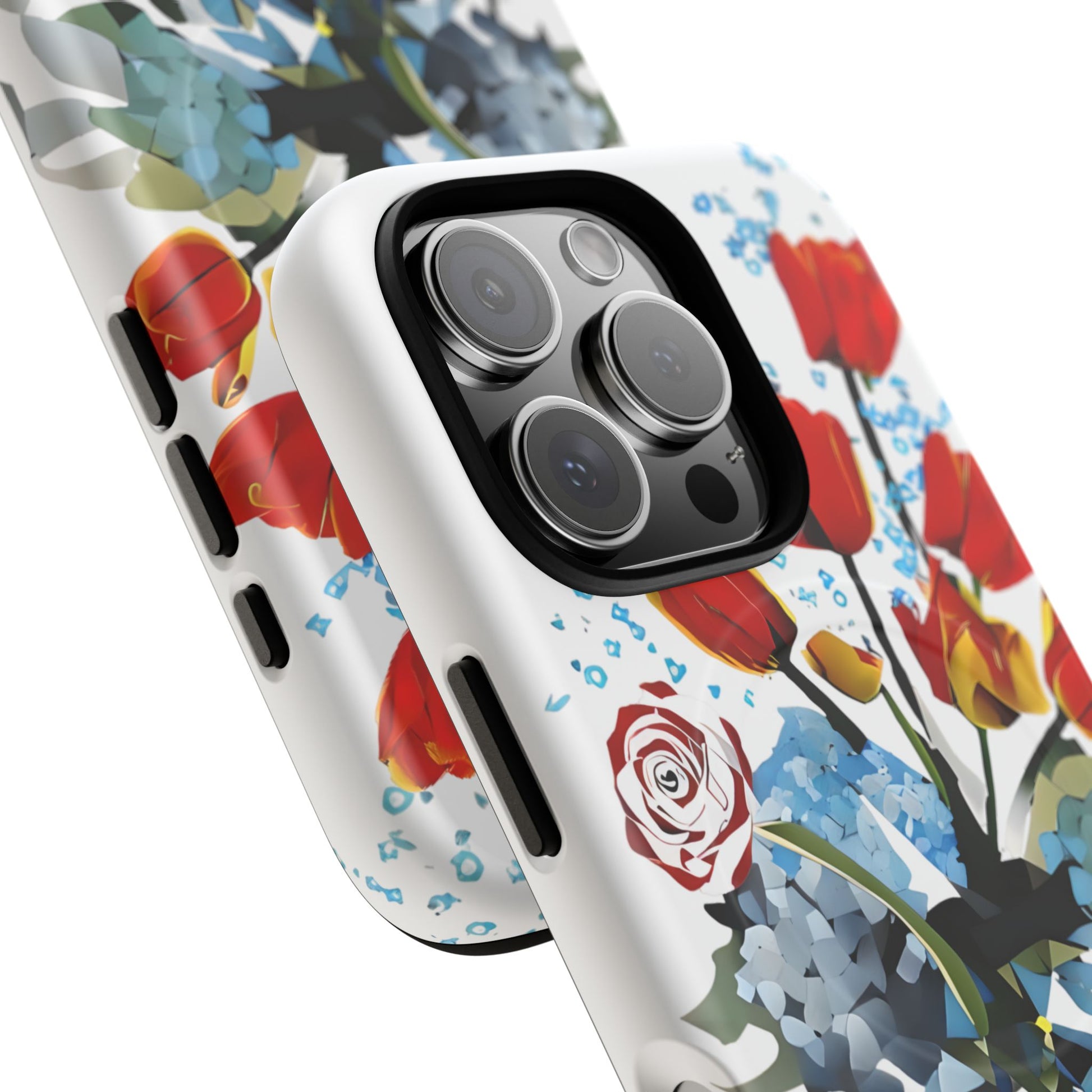 Bouquet Brilliance - Artistic Floral iPhone 16 Pro MagSafe Phone Case - Vibrant Tulip, Rose & Hydrangea Design