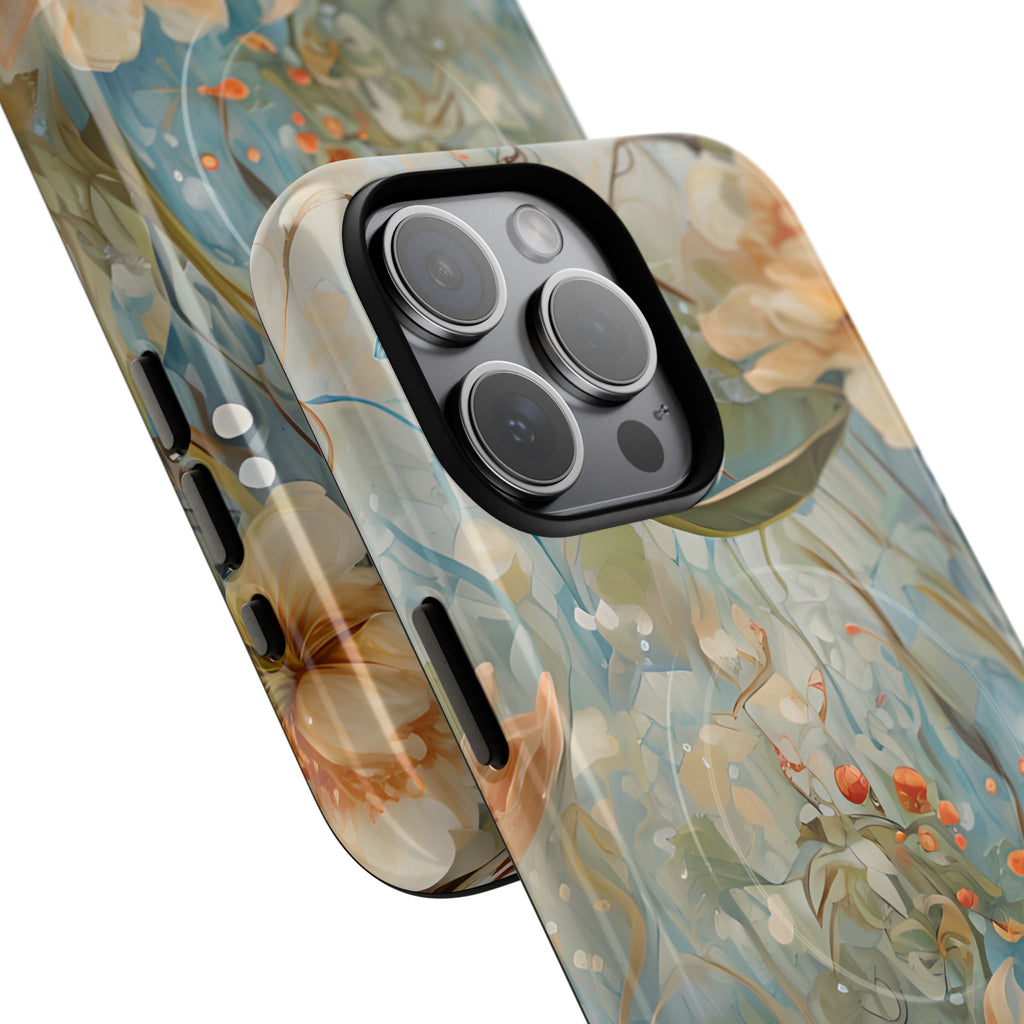 Waterlily Dreamscape - Artistic Floral iPhone 15 Pro Max MagSafe Phone Case -Waterlily & Lotus Design