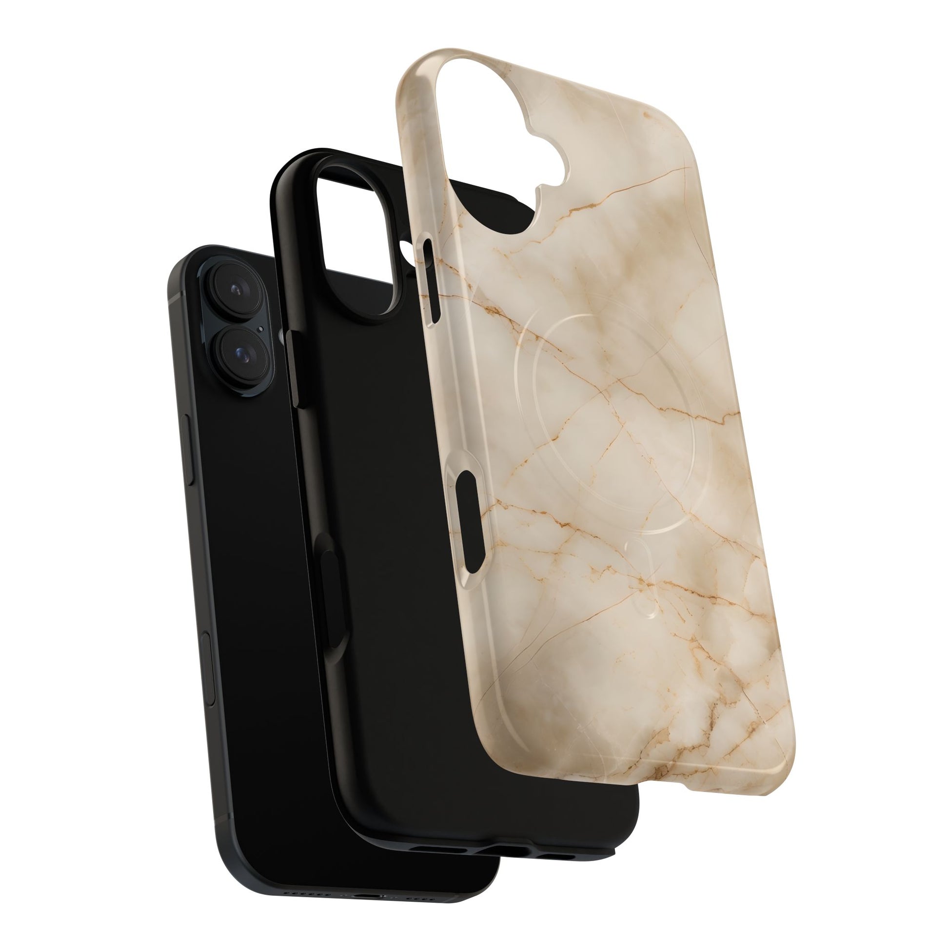Parchment Mist - iPhone 16 Plus MagSafe Phone Case - Neutral Beige Marble Design