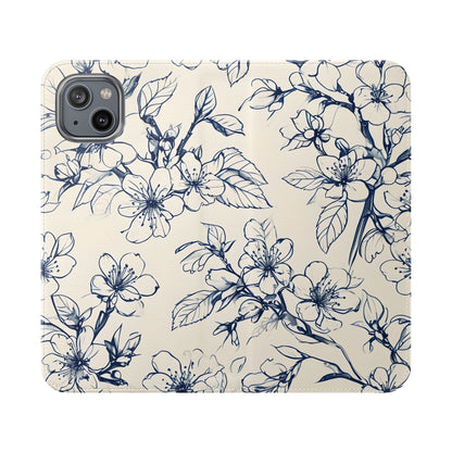 Blossom Sketch - Minimalist Floral Flip Phone Case for iPhone