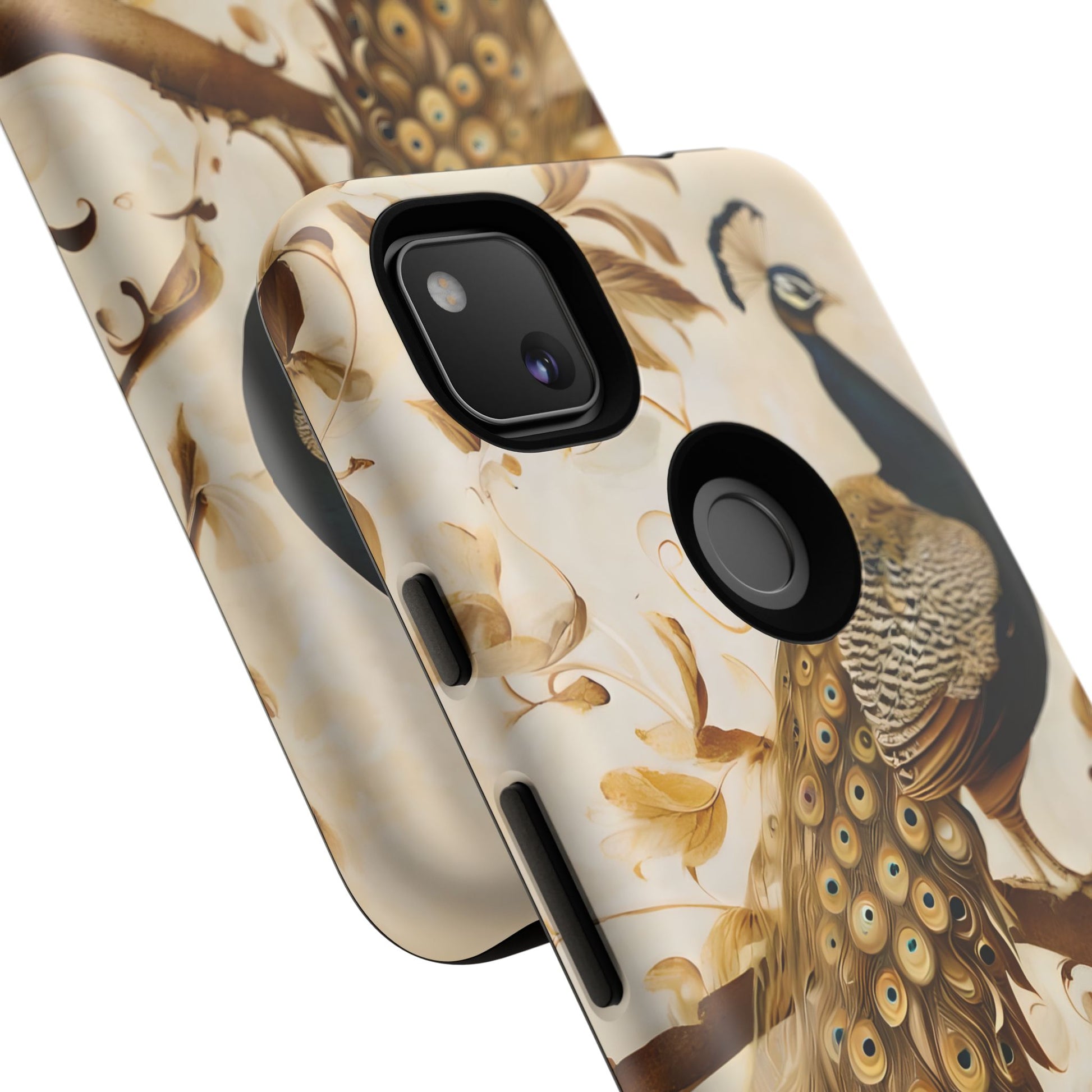 Golden Plumage - Luxe Peacock Art Google Pixel 4a Phone Case - Elegant Gold & Cream Design