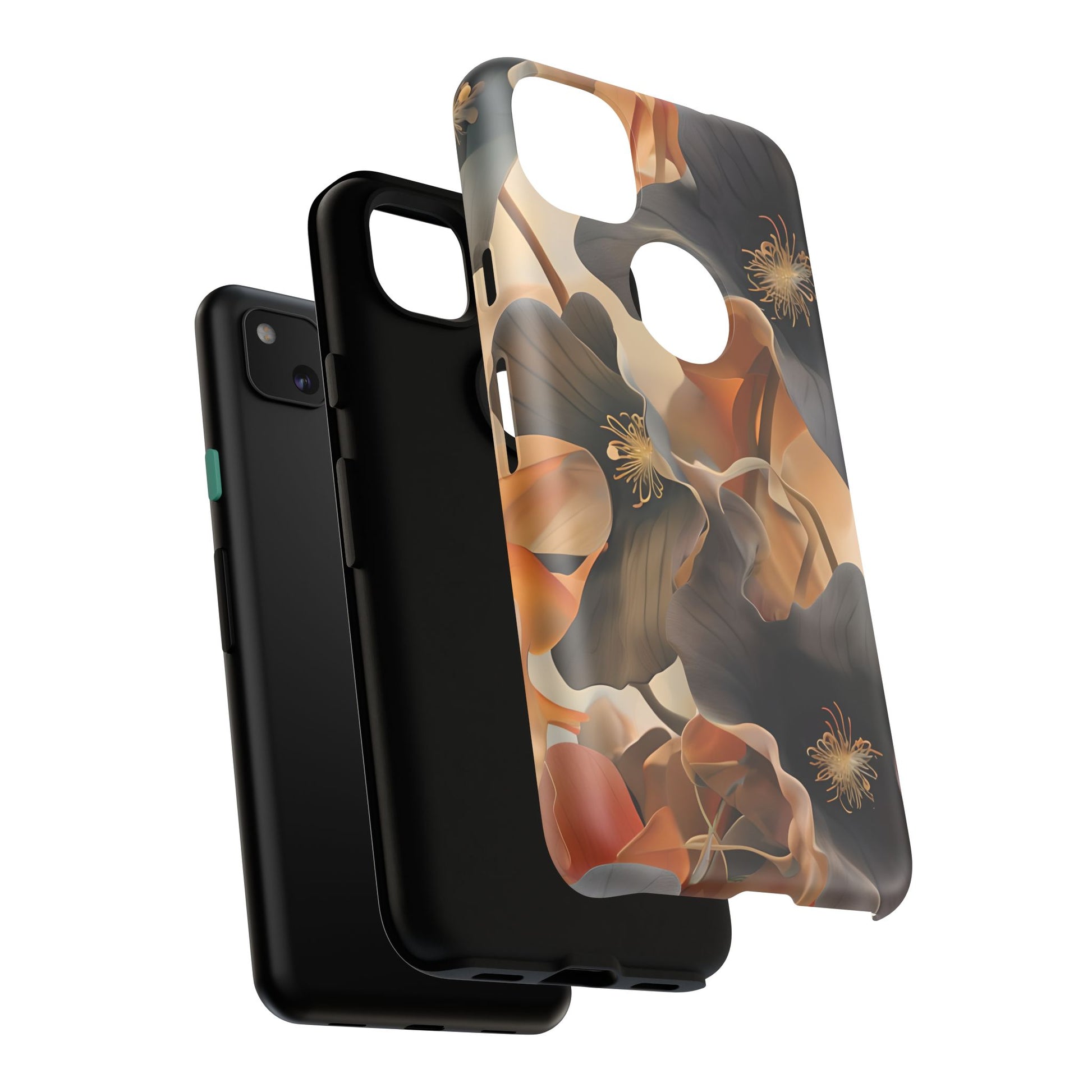Autumn Ember - Moody Floral Art Google Pixel 4 4a Tough Phone Case - Warm Earthy Botanical Design