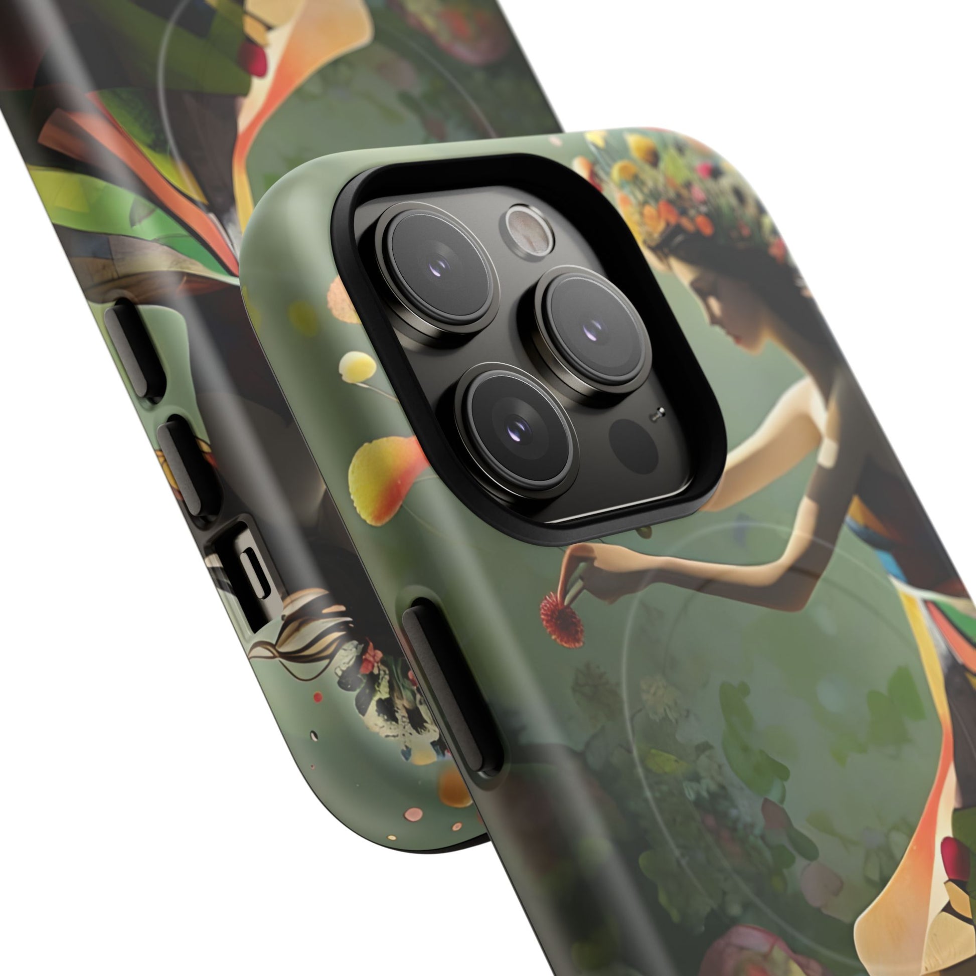 Dancing Wildflower Muse iPhone 14 Pro - Artistic Floral Fantasy Cover - MagSafe Compatible - Whimsical Nature-Inspired Protective Accessory