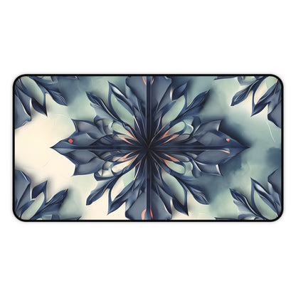Frosted Indigo Bloom desk mat featuring cool blue floral bloom pattern