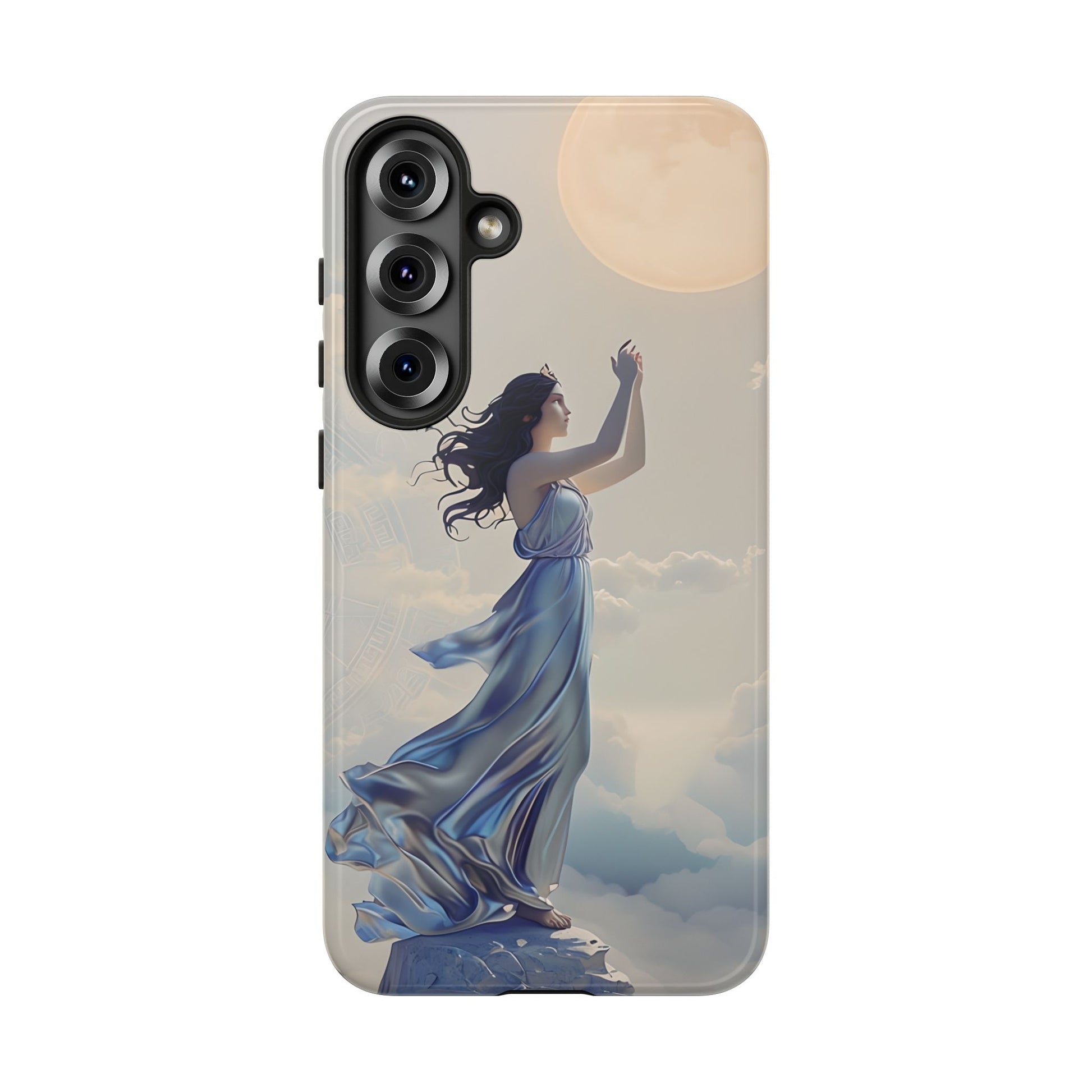 Moonlit Ascend - Ethereal Celestial Art Samsung Galaxy S25 Plus Tough Phone Case - Dreamy Night Sky & Floating Woman Design