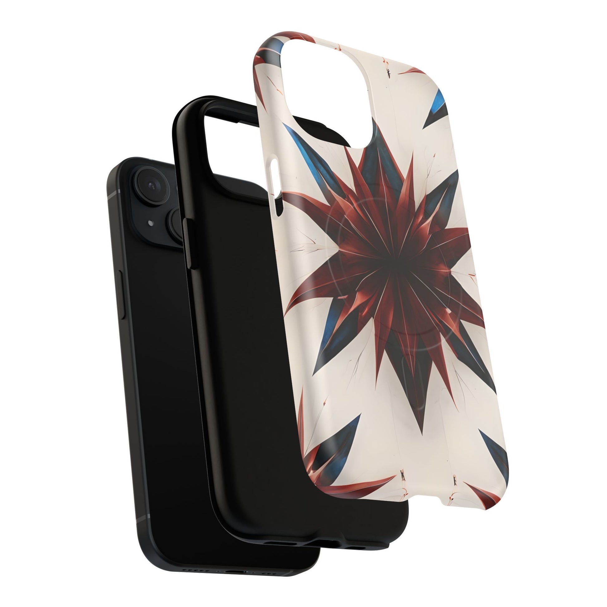 Garnet Starburst - Kaleidoscope Collection Gemstone Floral - iPhone 15 MagSafe Phone Case -Floral Burst Design